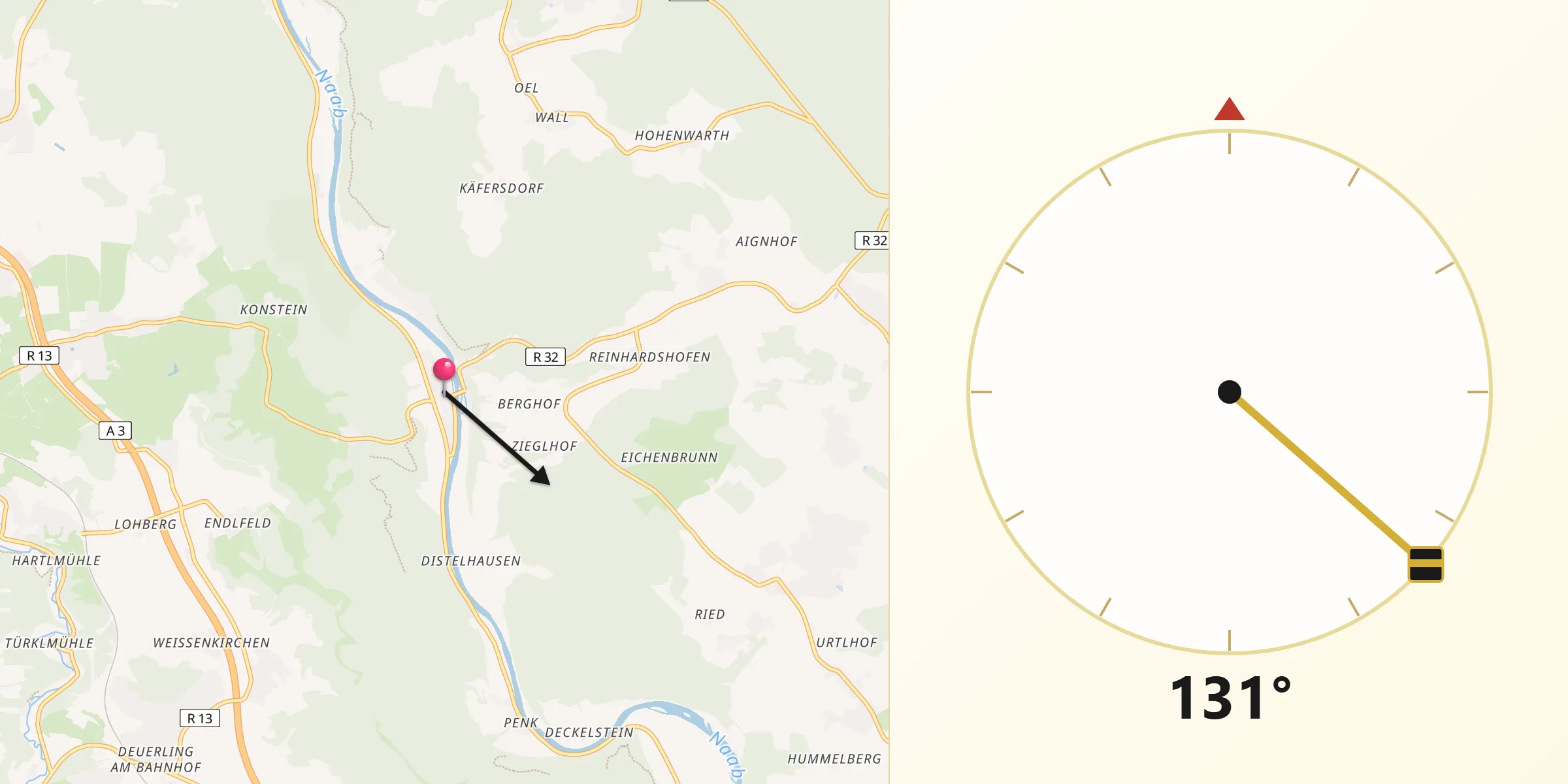 Qibla-Richtung von Pielenhofen