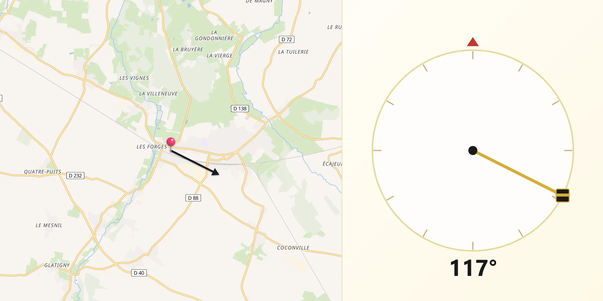 Direction vers la Qibla depuis Canon
