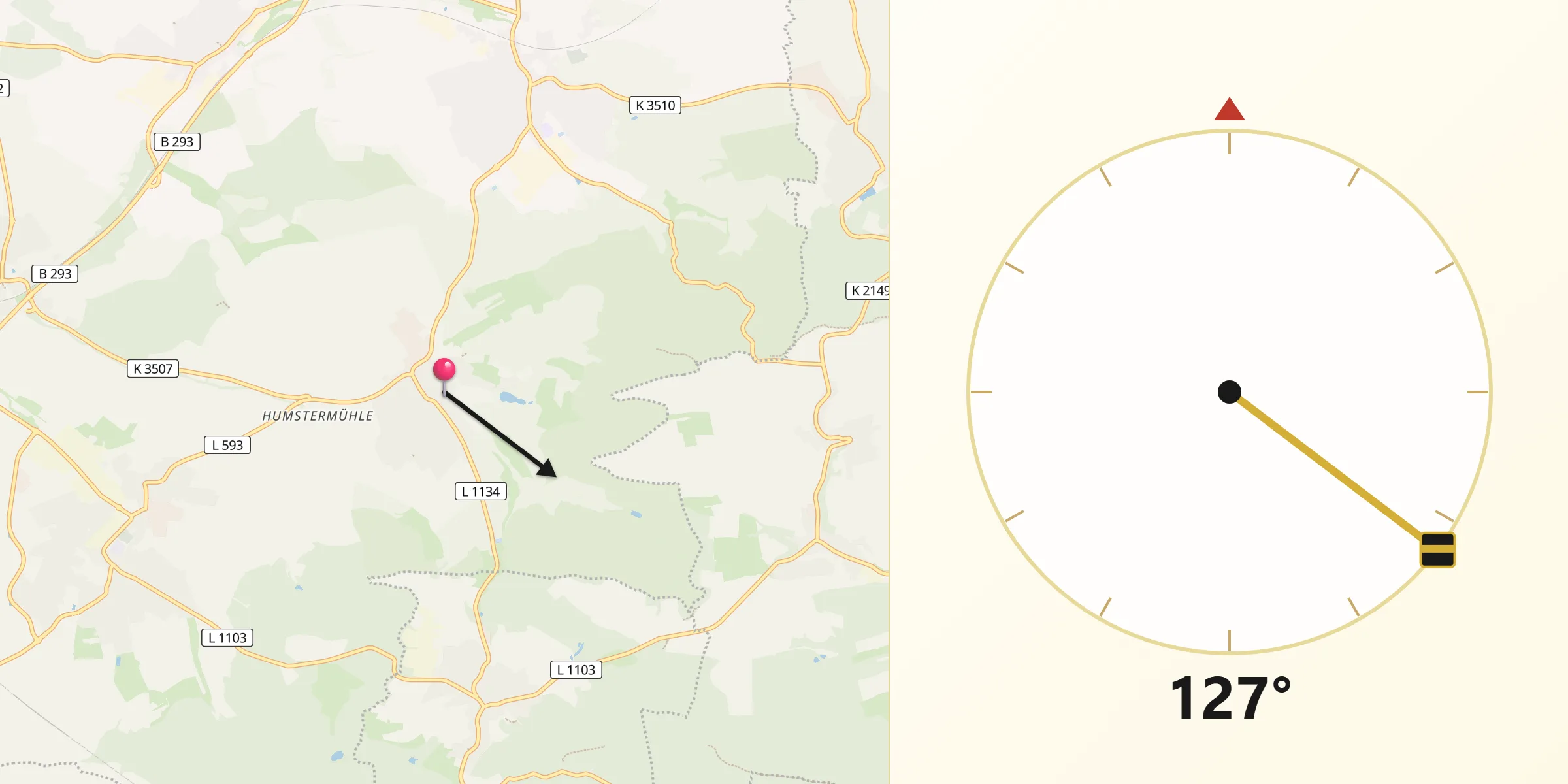 Qibla-Richtung von Kürnbach