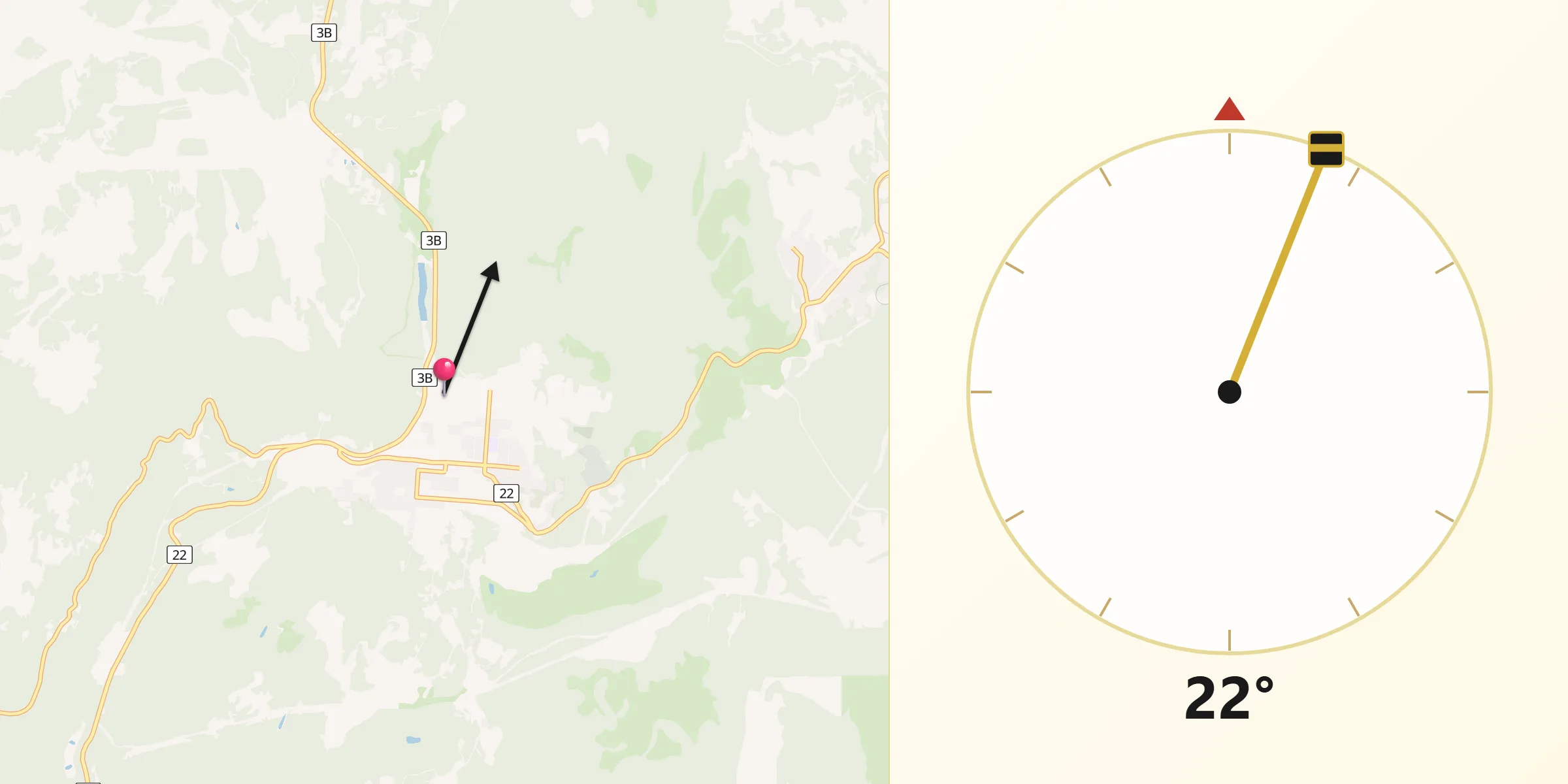 Qibla Direction from Rossland
