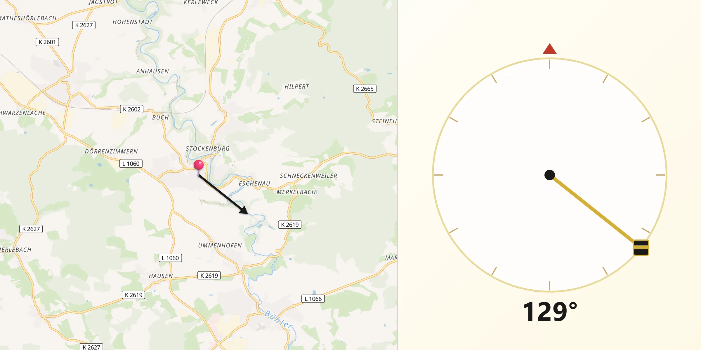 Qibla-Richtung von Vellberg