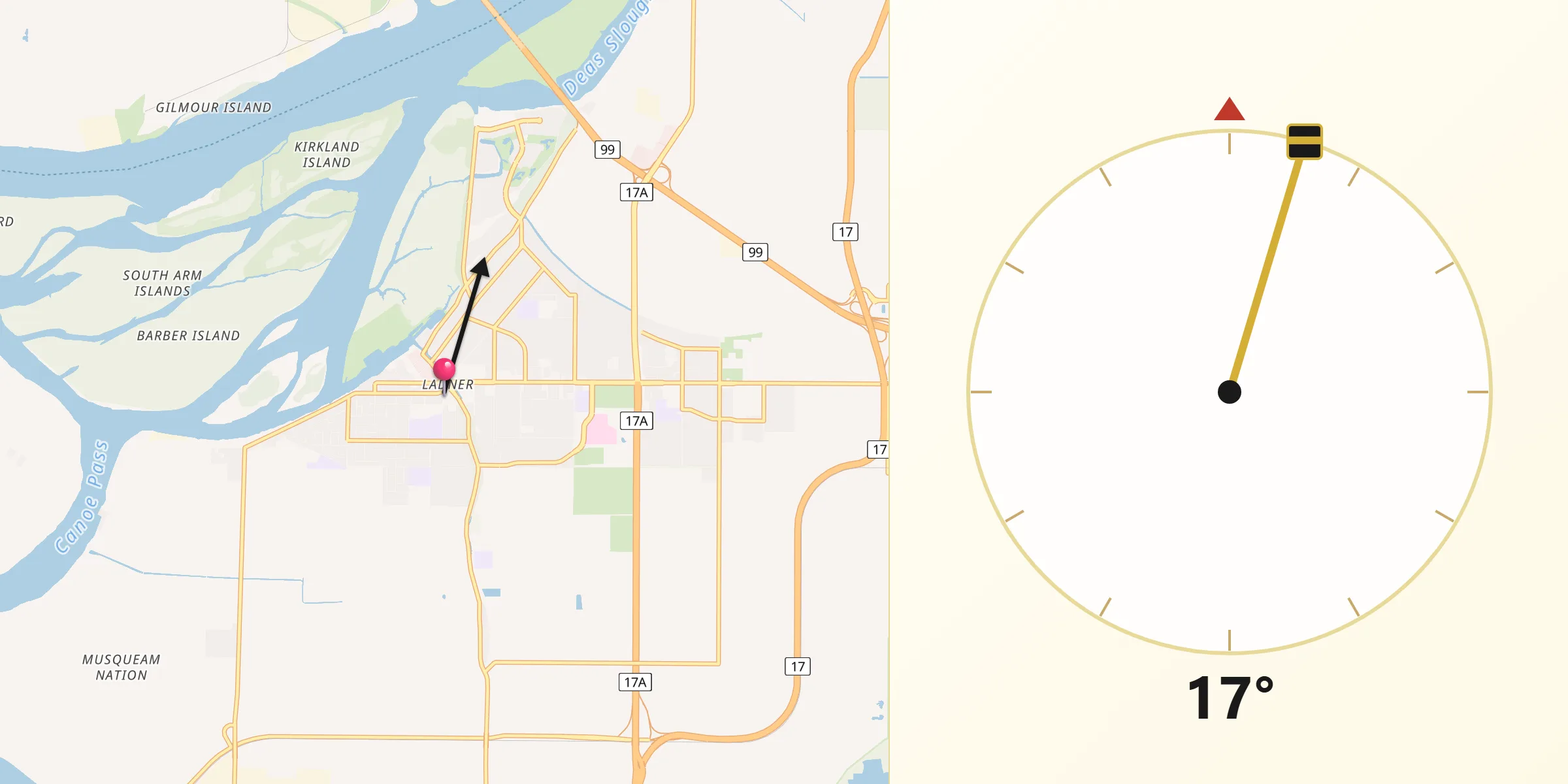 Qibla Direction from Ladner