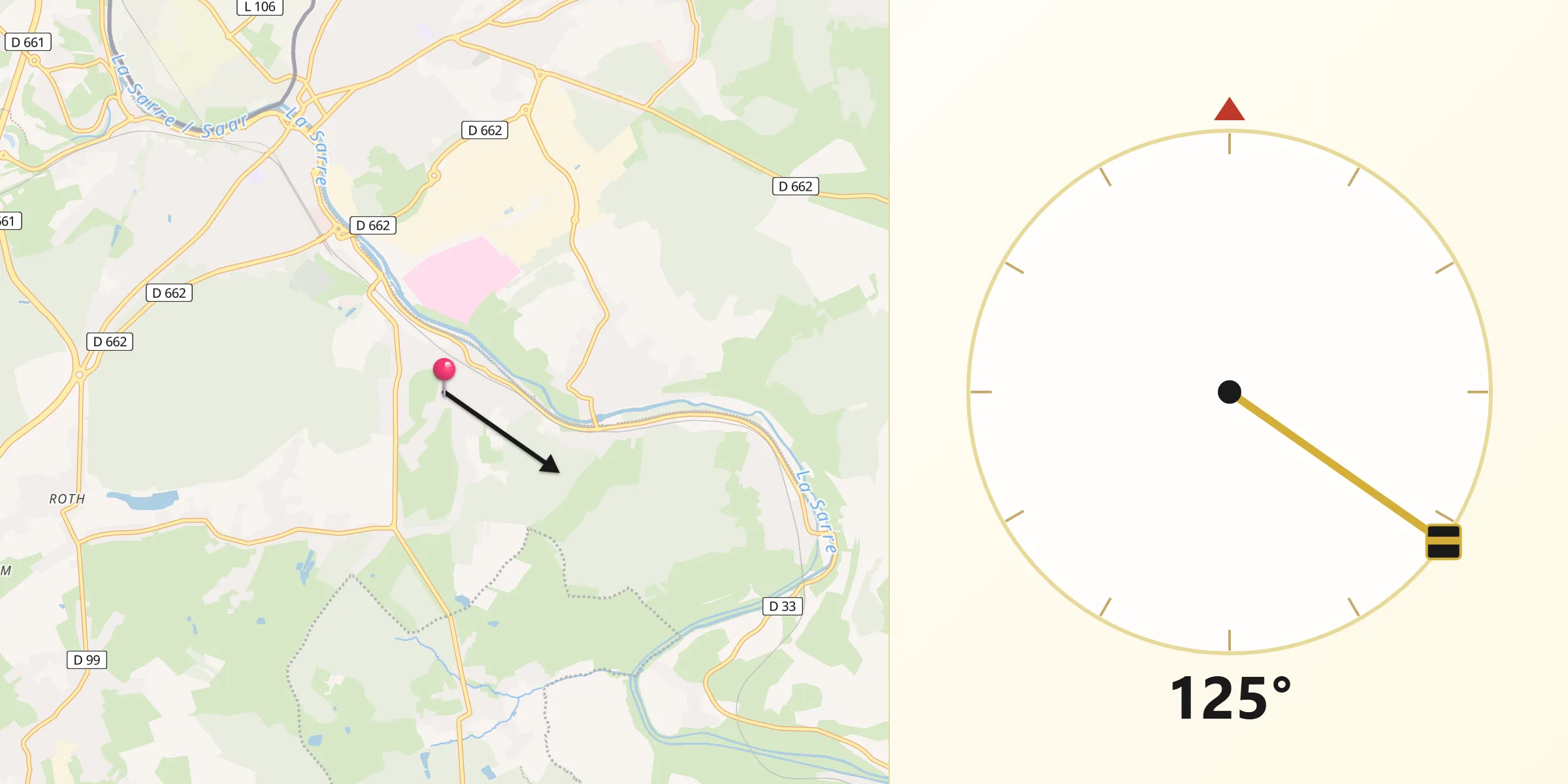 Direction vers la Qibla depuis Rémelfing