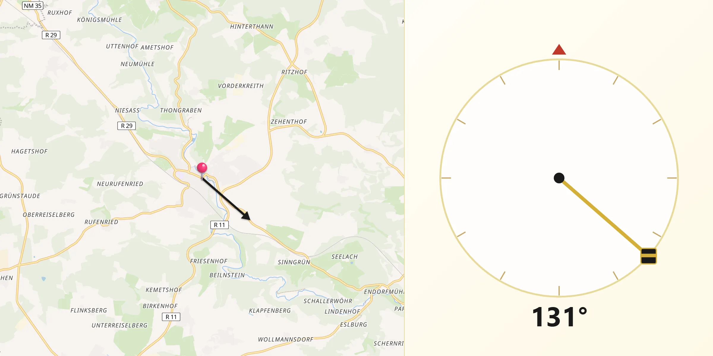 Qibla-Richtung von Beratzhausen