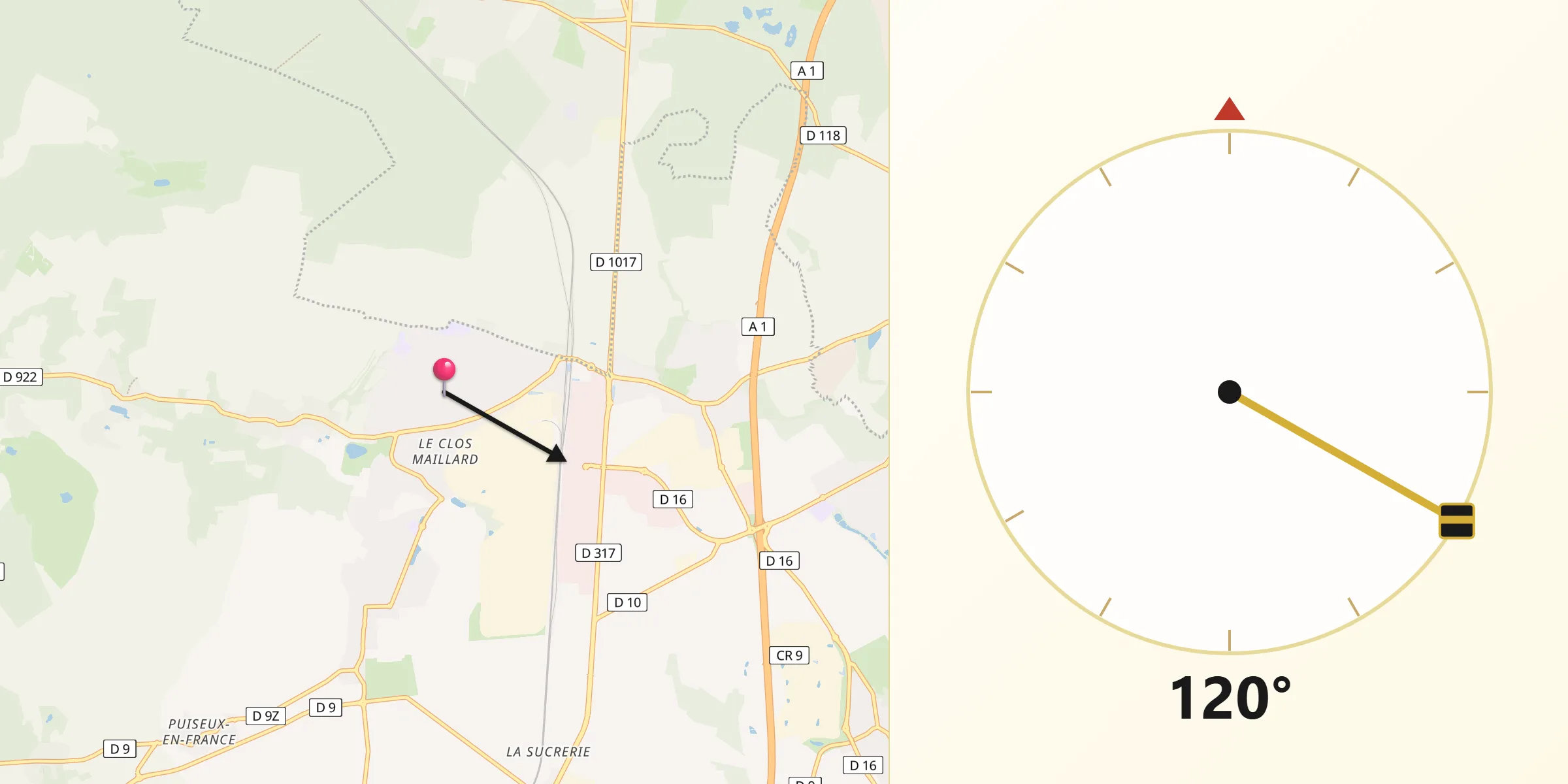 Direction vers la Qibla depuis Fosses