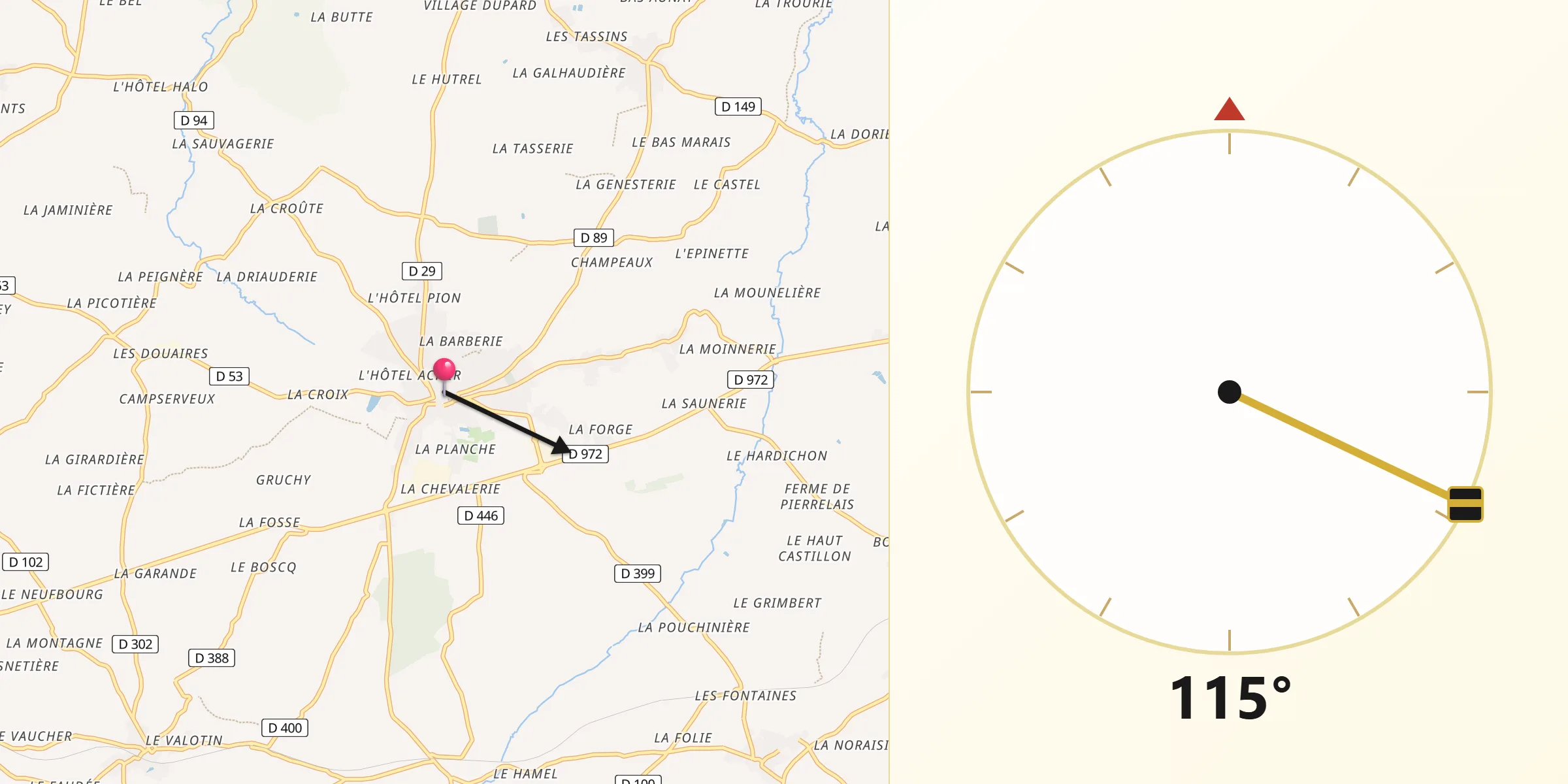 Direction vers la Qibla depuis Marigny