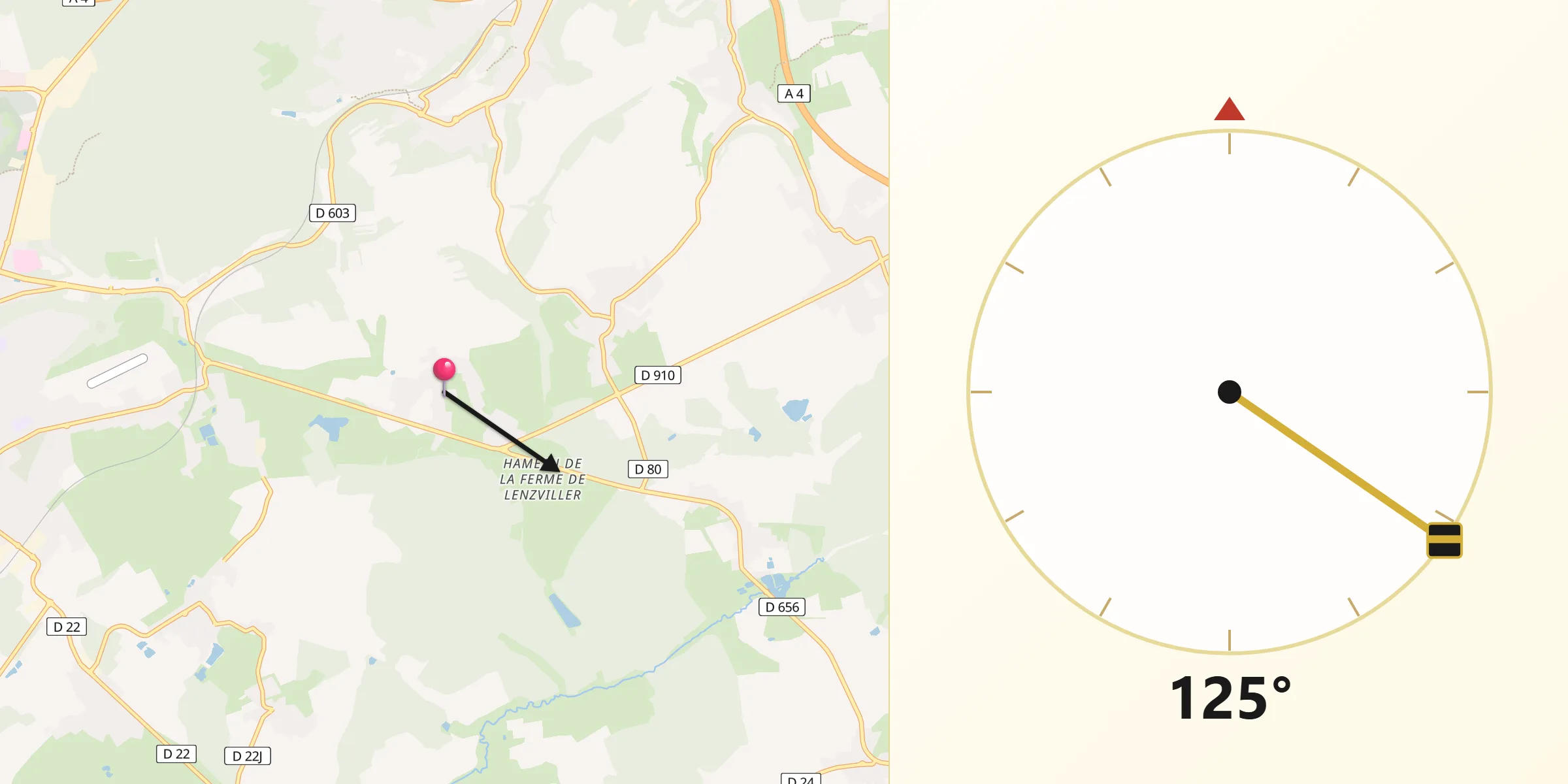 Direction vers la Qibla depuis Macheren