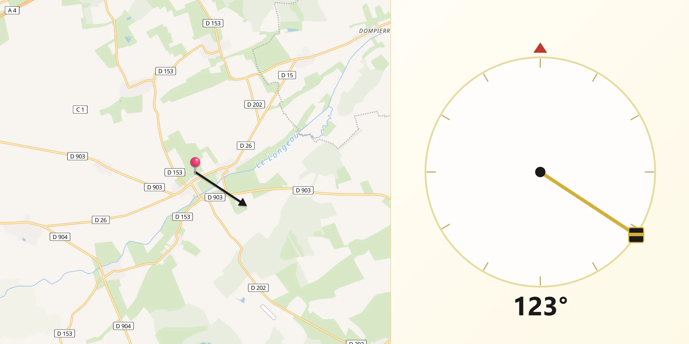 Direction vers la Qibla depuis Moulotte