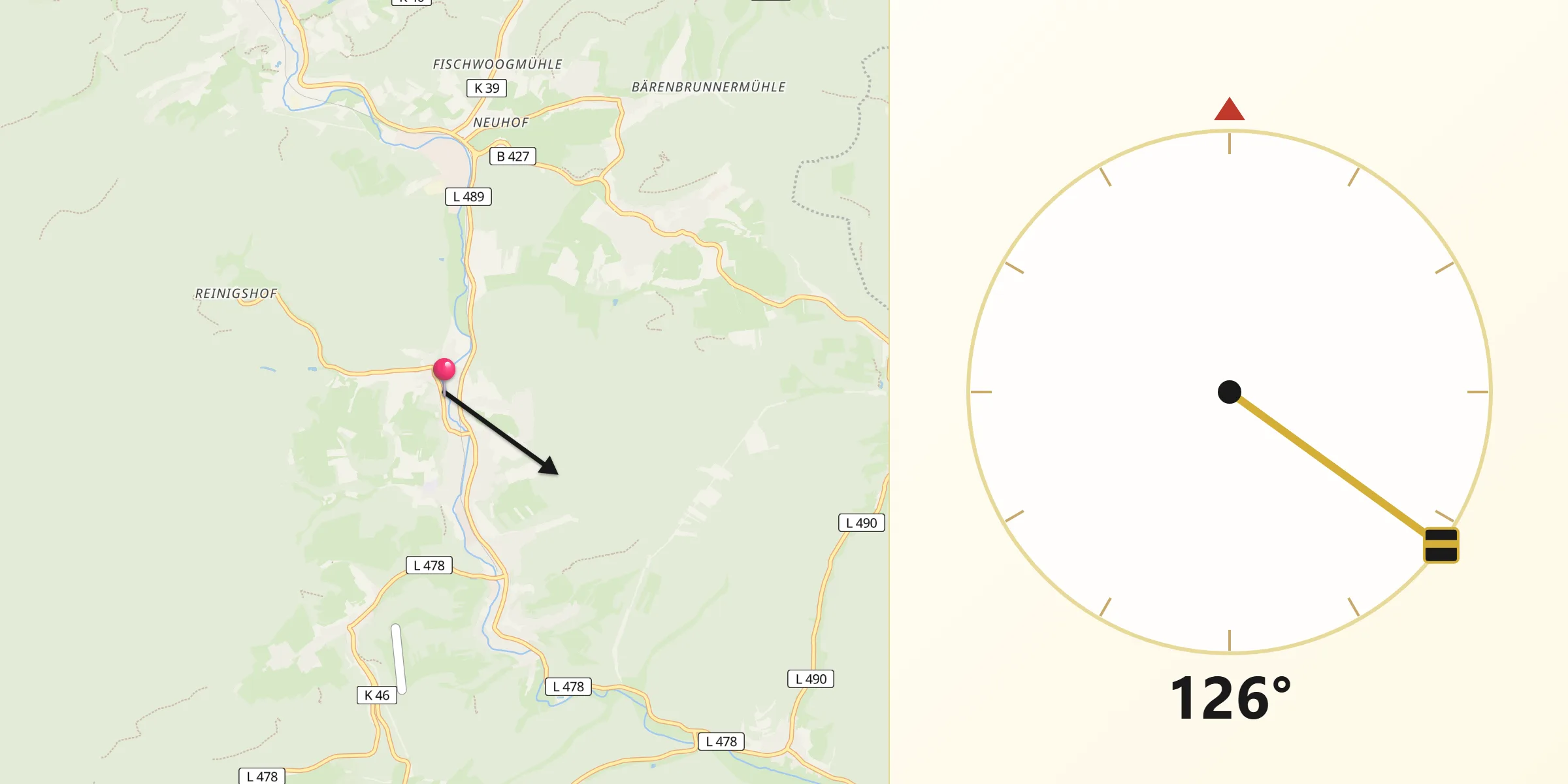 Qibla-Richtung von Bruchweiler-Bärenbach