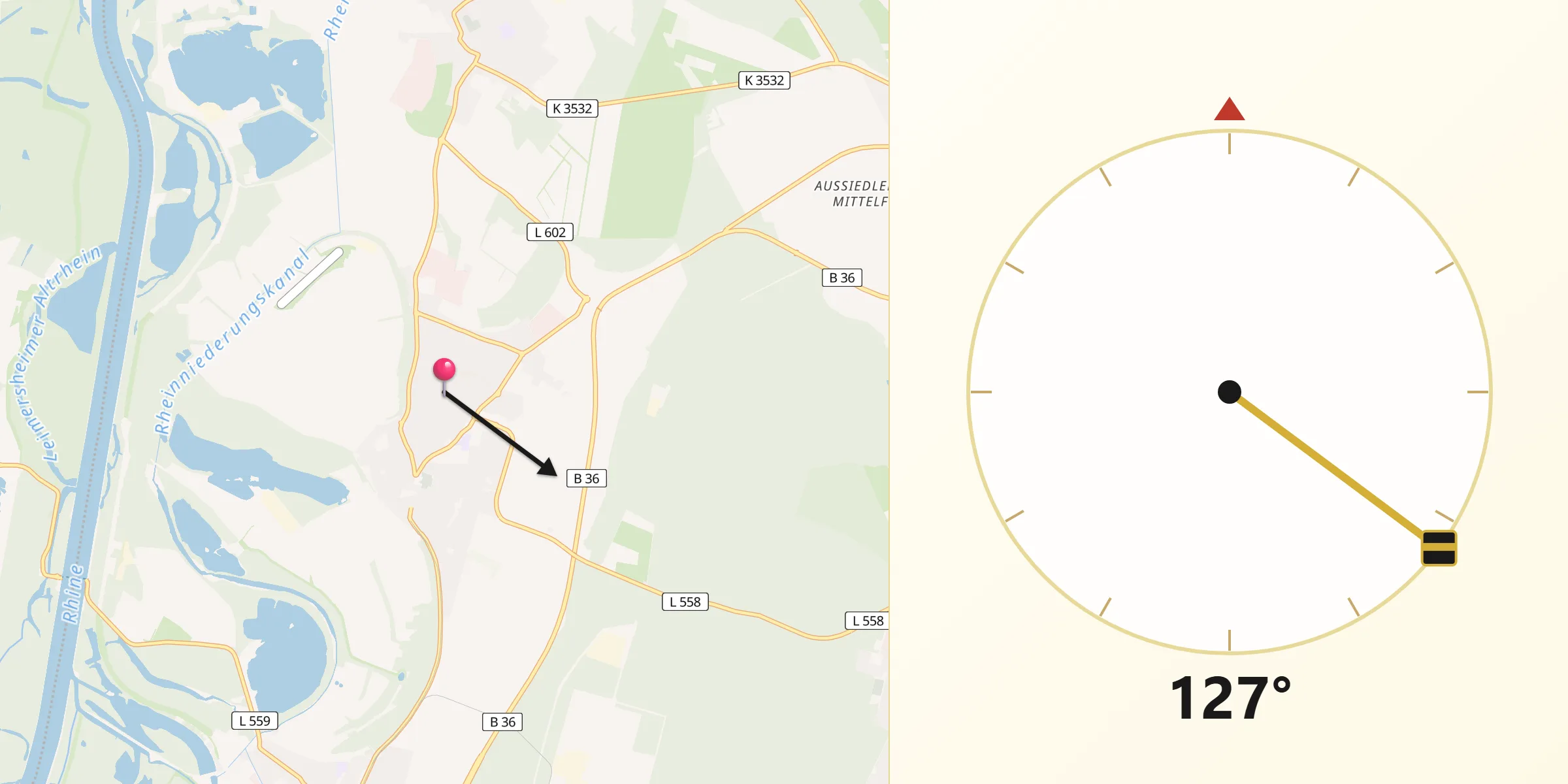 Qibla-Richtung von Linkenheim-Hochstetten