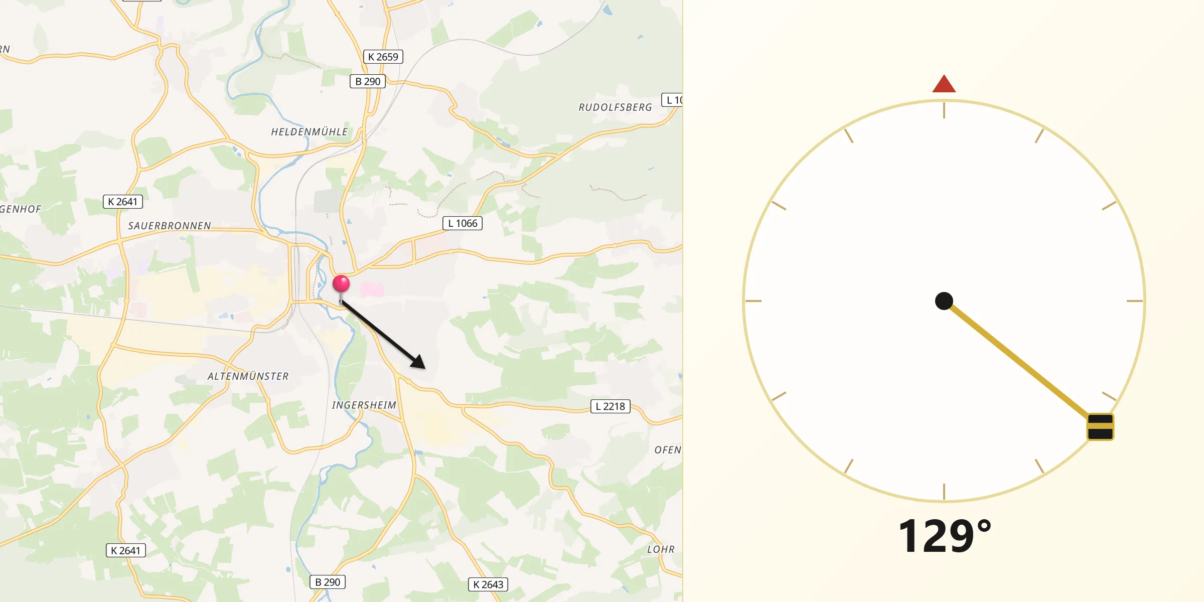 Qibla-Richtung von Crailsheim