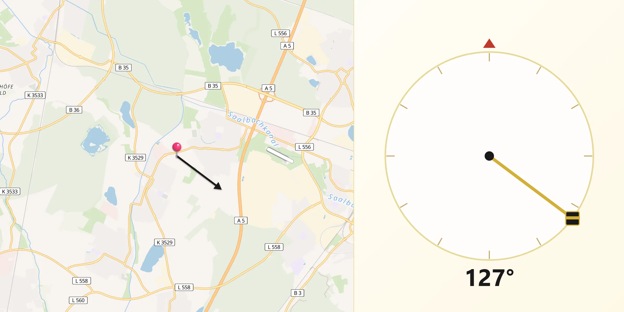 Qibla-Richtung von Karlsdorf-Neuthard
