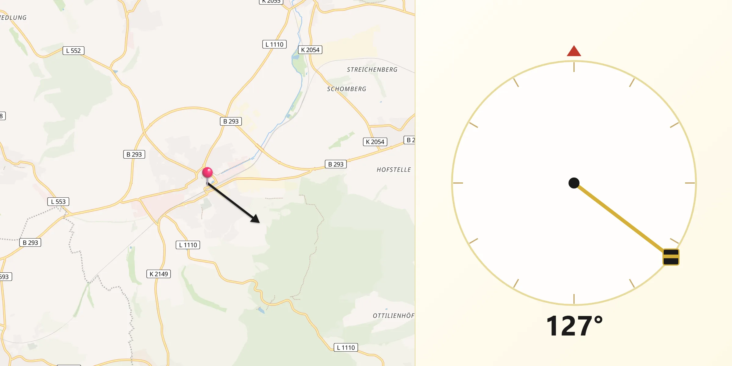 Qibla-Richtung von Eppingen