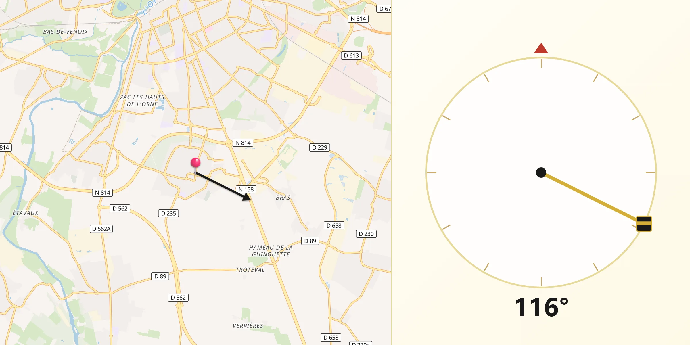 Direction vers la Qibla depuis Ifs