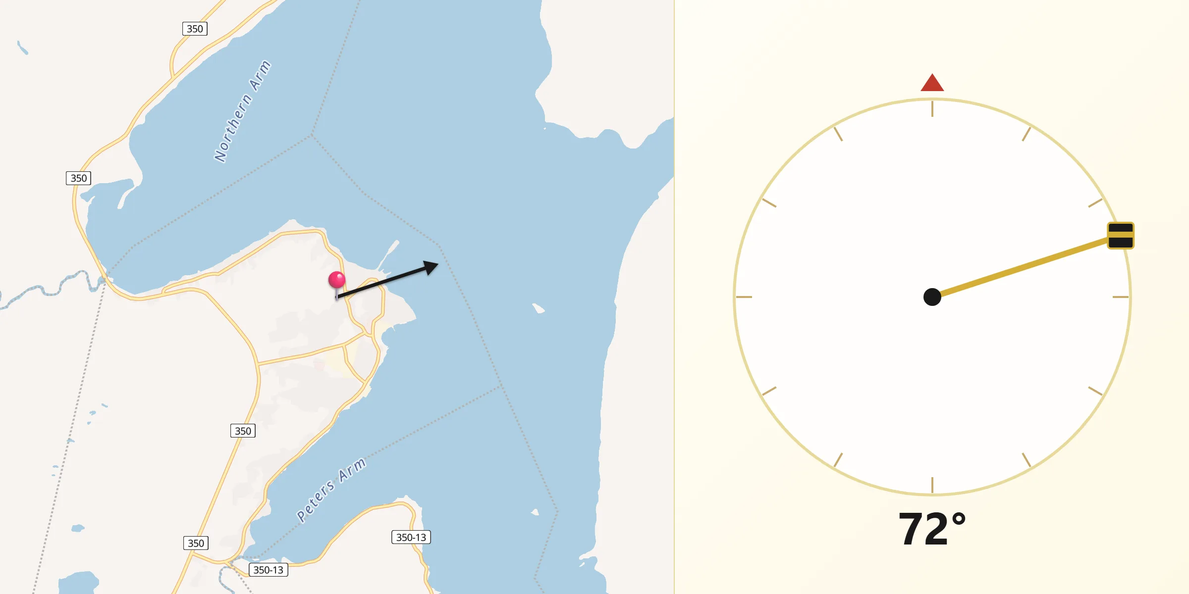 Qibla Direction from Botwood