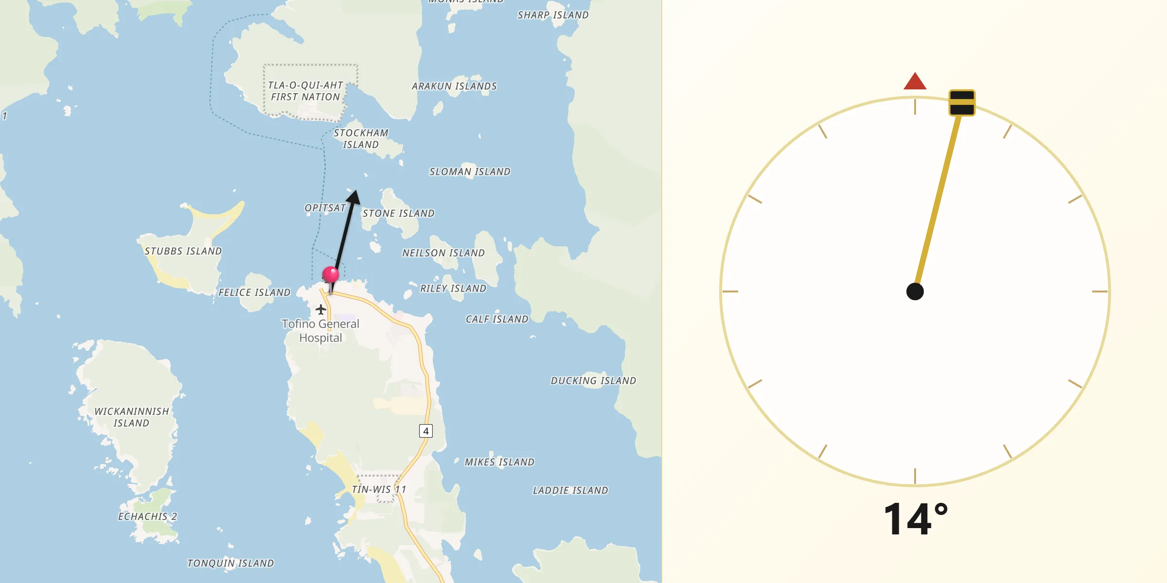 Qibla Direction from Tofino