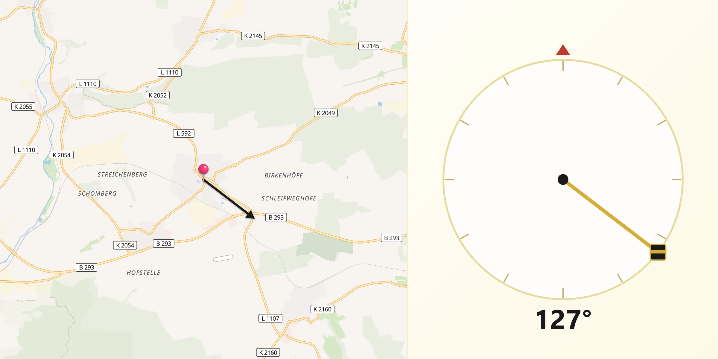 Qibla-Richtung von Gemmingen