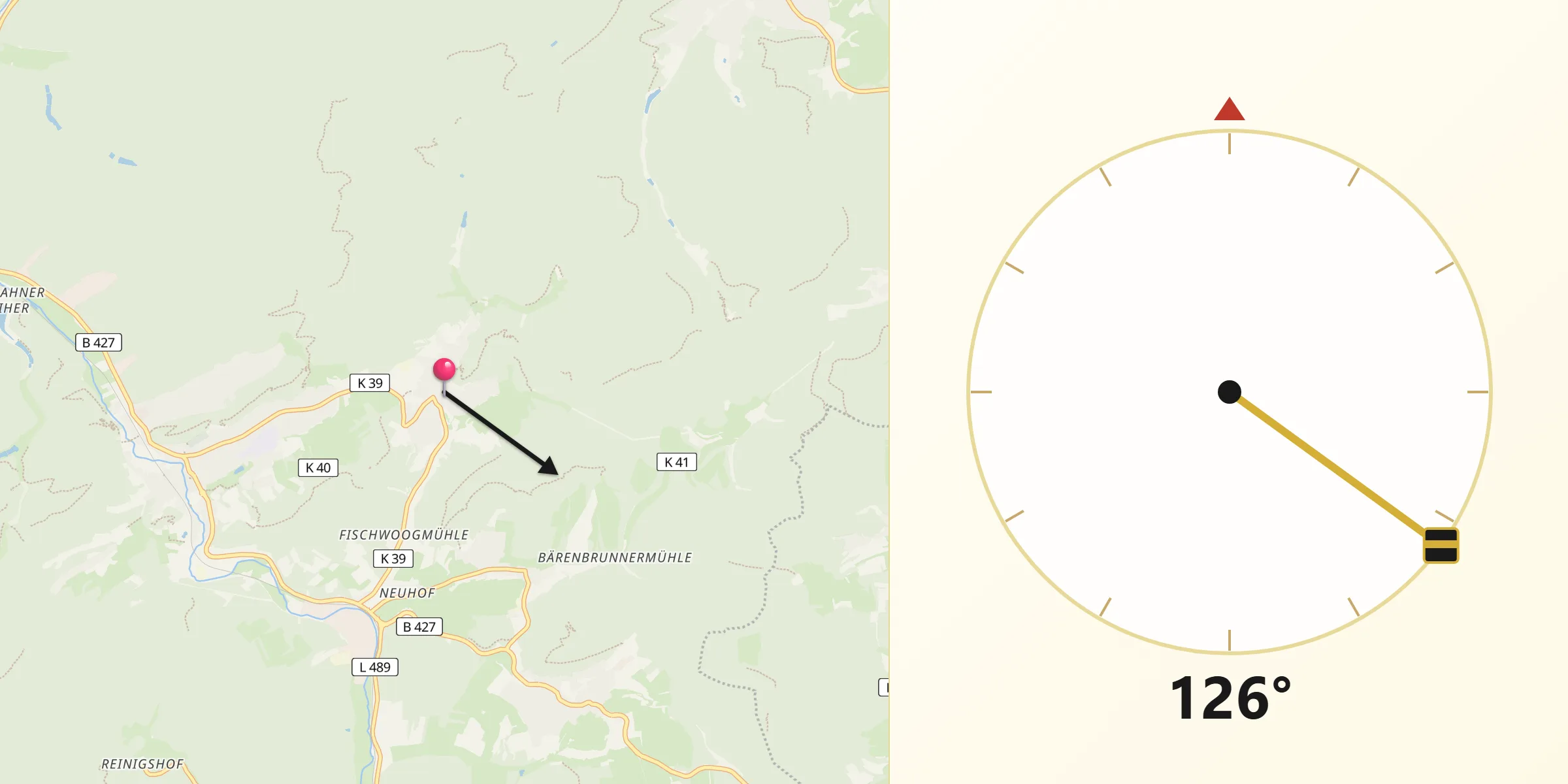 Qibla-Richtung von Erfweiler