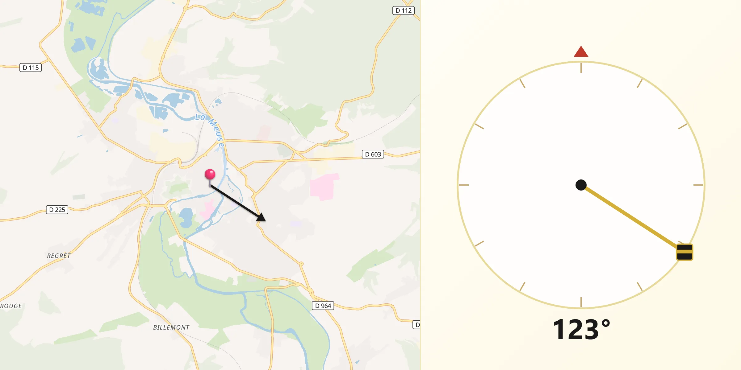Direction vers la Qibla depuis Verdun
