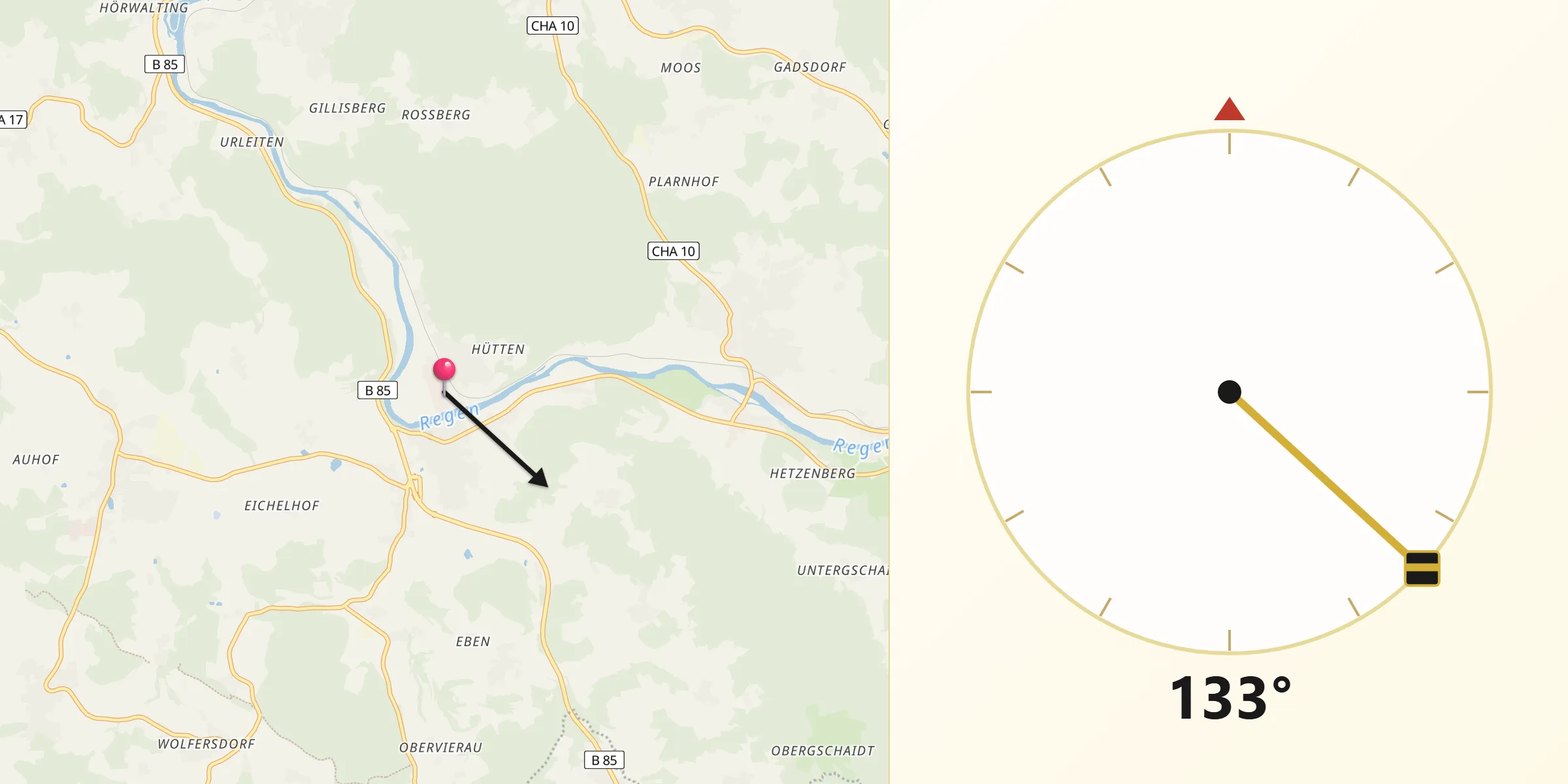 Qibla-Richtung von Miltach