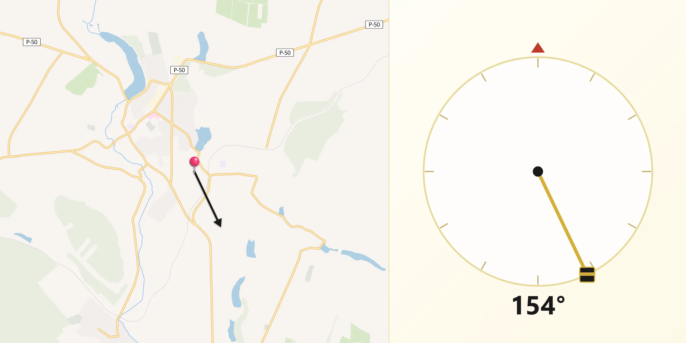 Направление Киблы из Городок