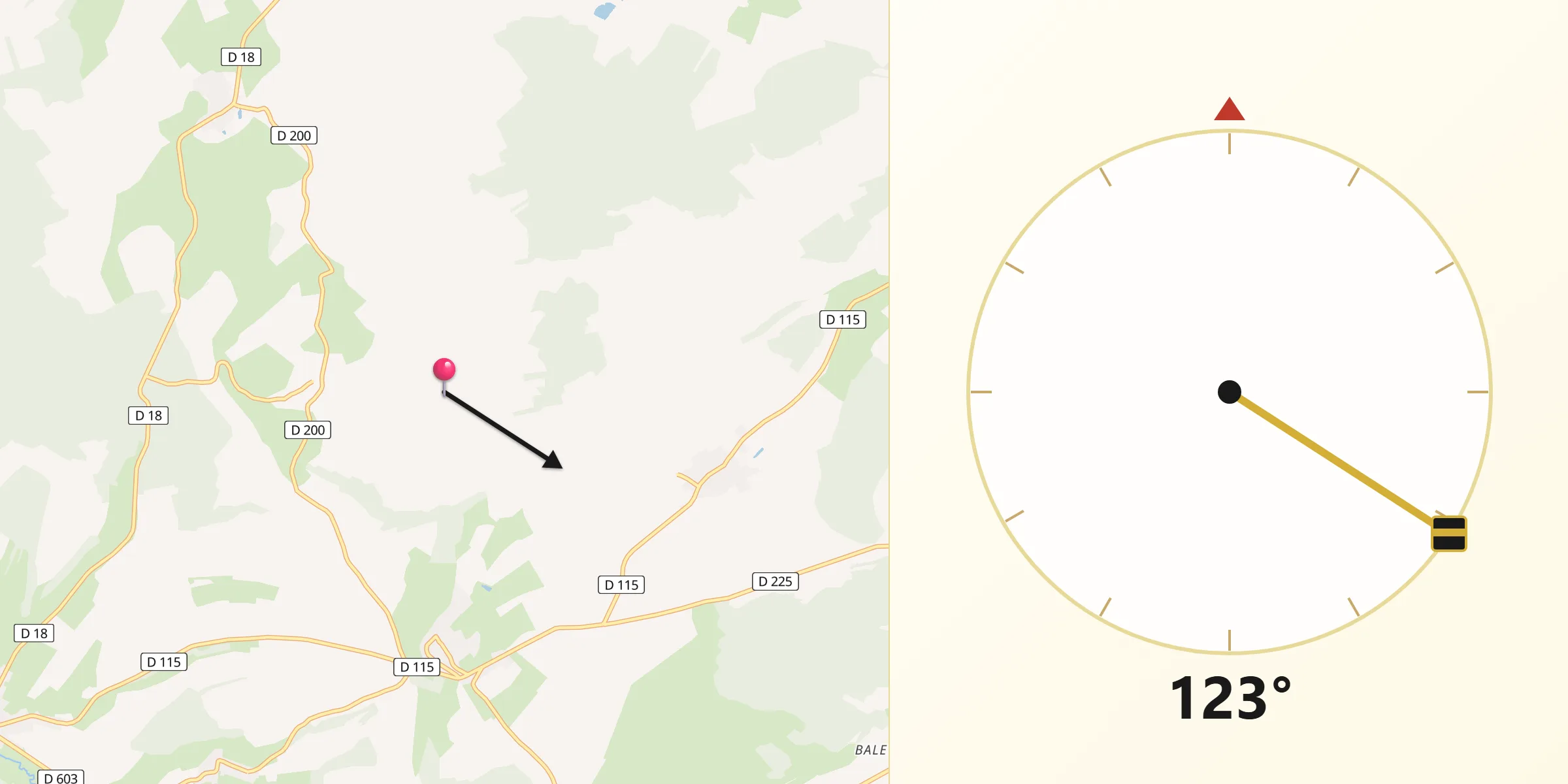 Direction vers la Qibla depuis Fromeréville-les-Vallons