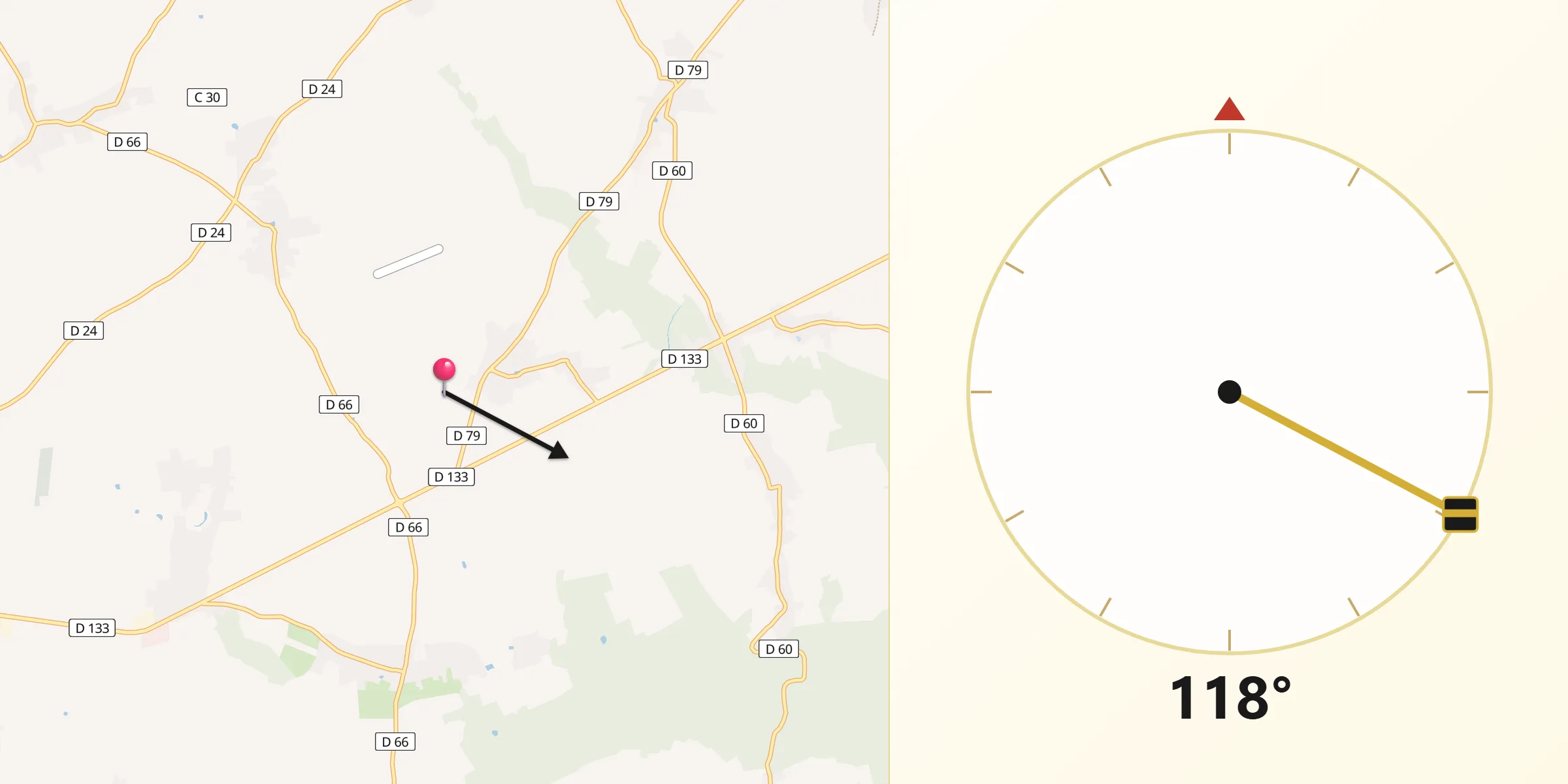 Direction vers la Qibla depuis Département de l'Eure