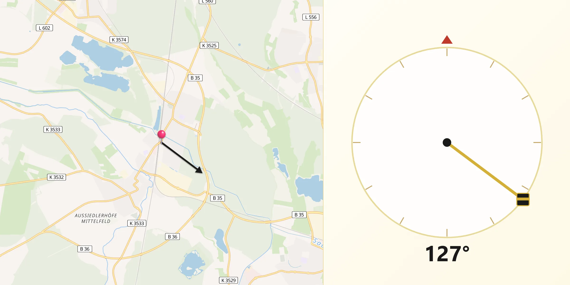 Qibla-Richtung von Graben-Neudorf