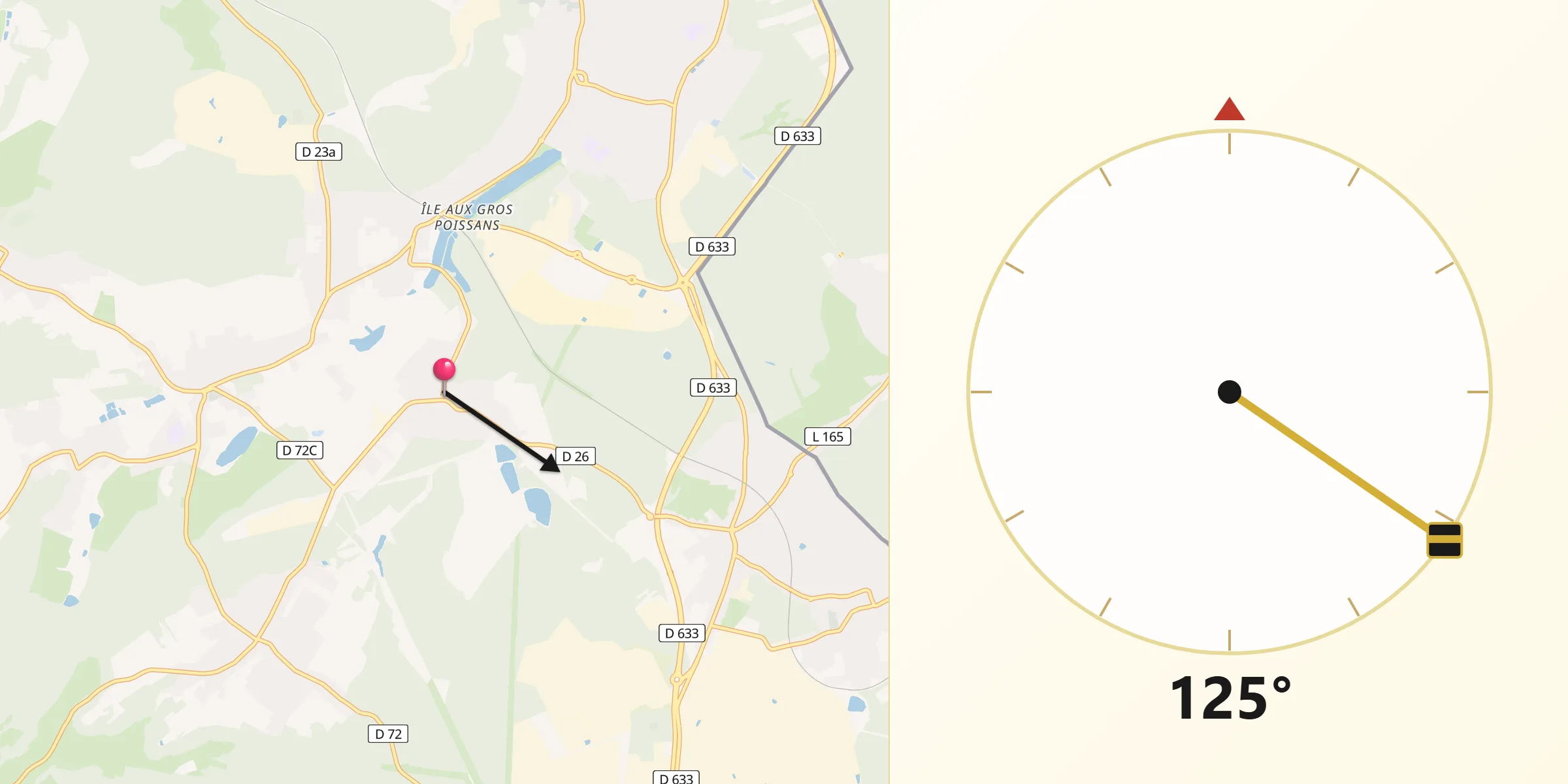 Direction vers la Qibla depuis Diesen