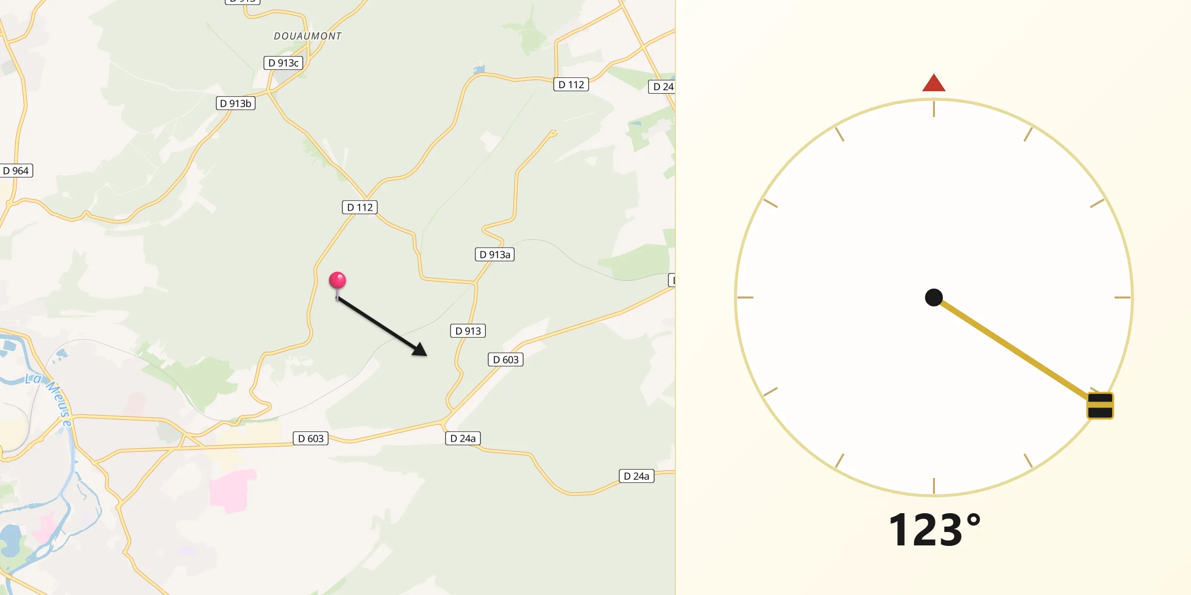 Direction vers la Qibla depuis Eix