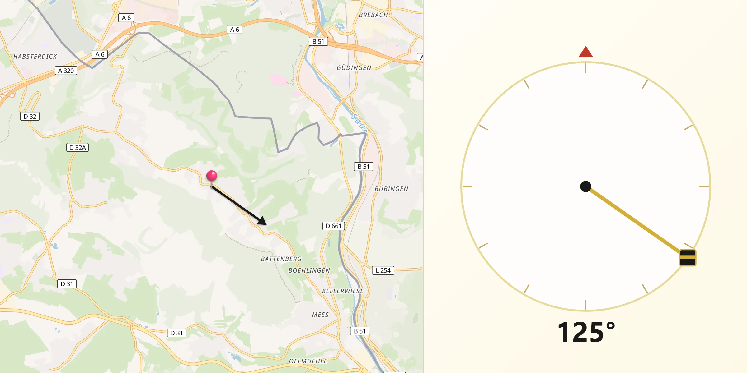 Direction vers la Qibla depuis Alsting