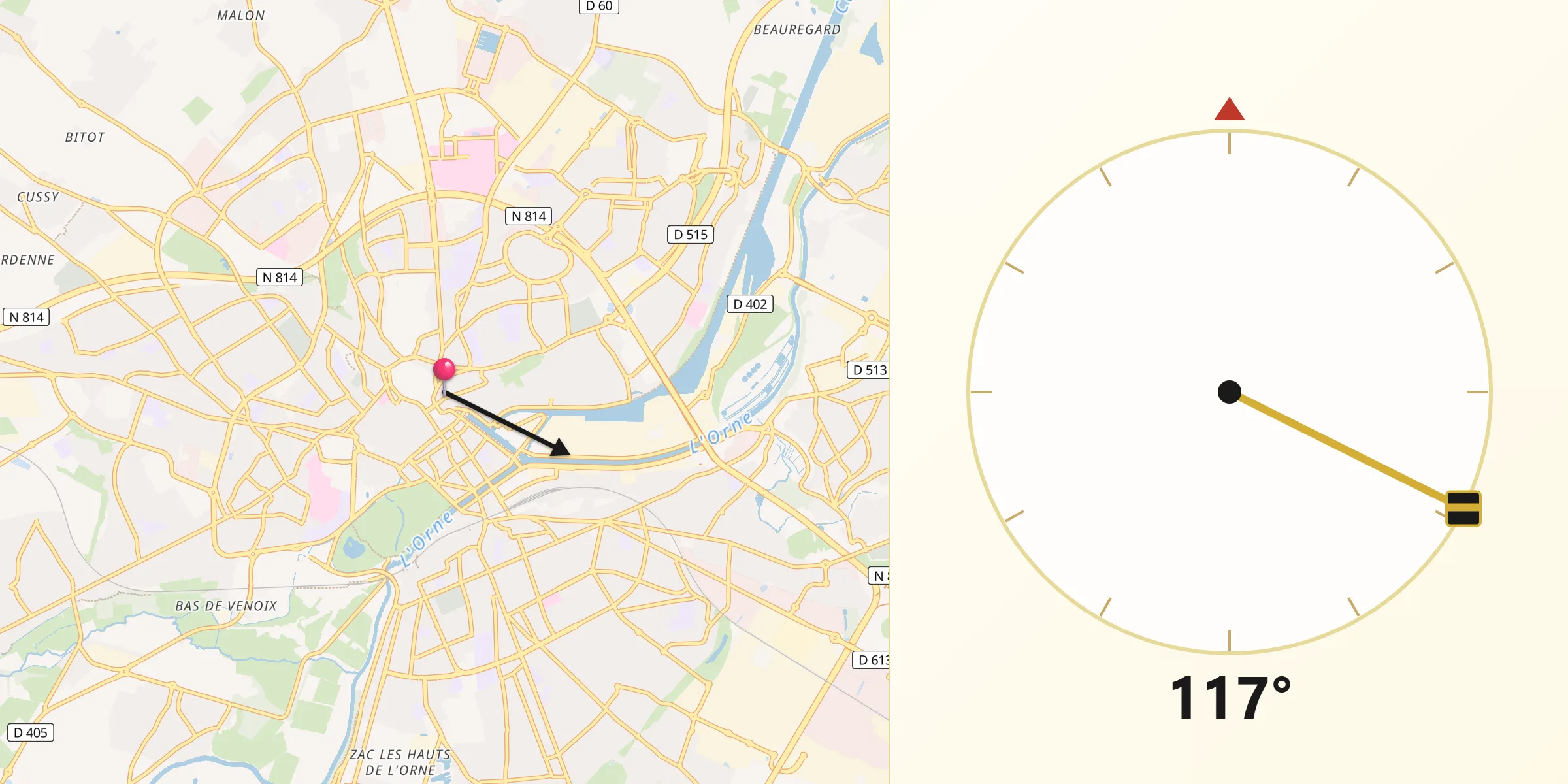 Kierunek Qibla z Caen