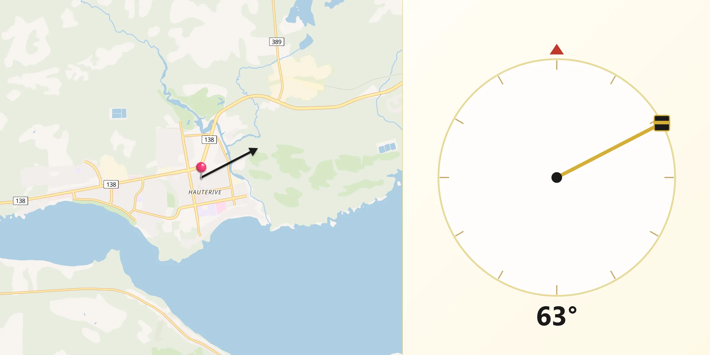 Qibla Direction from Hauterive