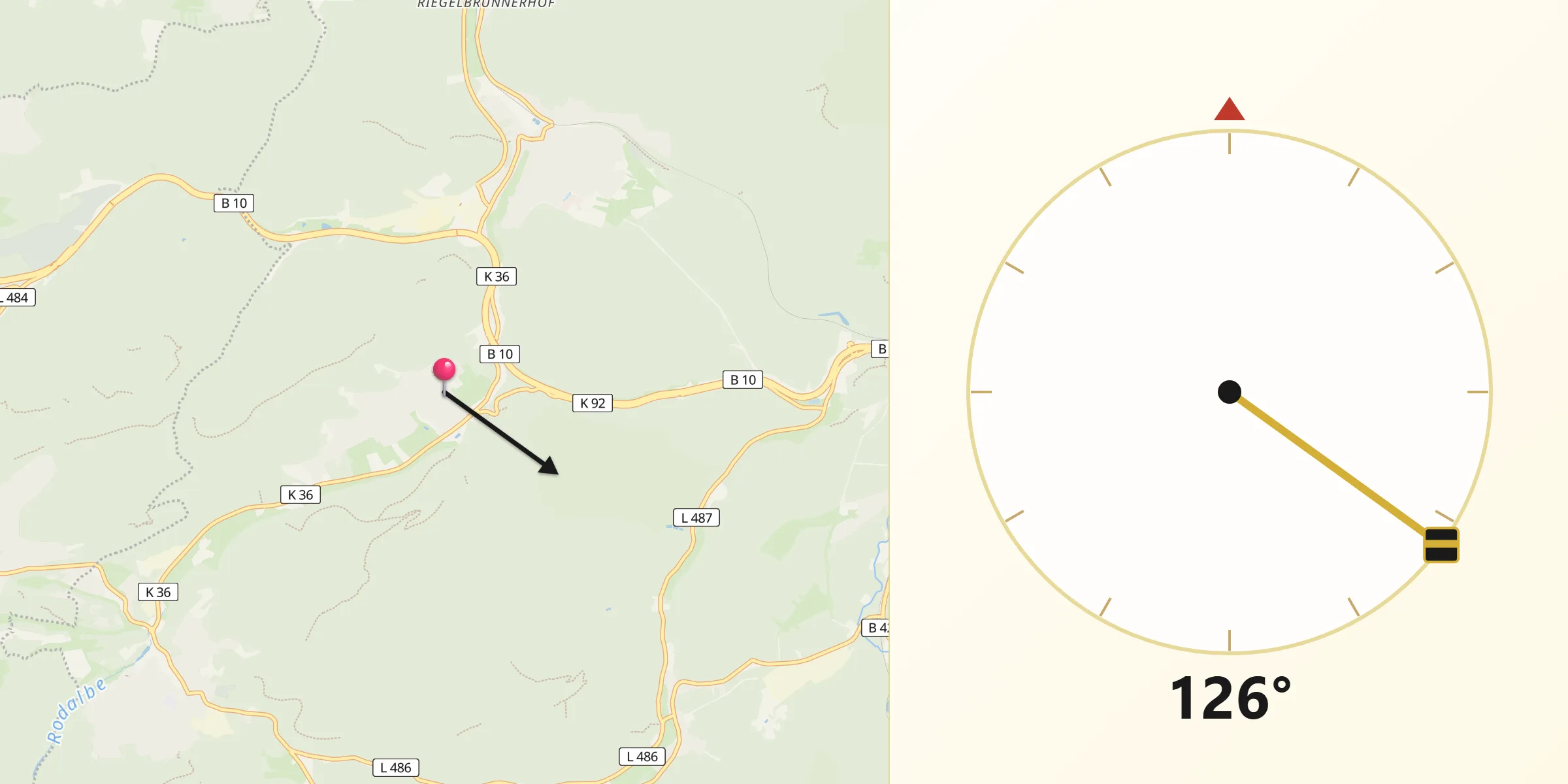 Qibla-Richtung von Ruppertsweiler