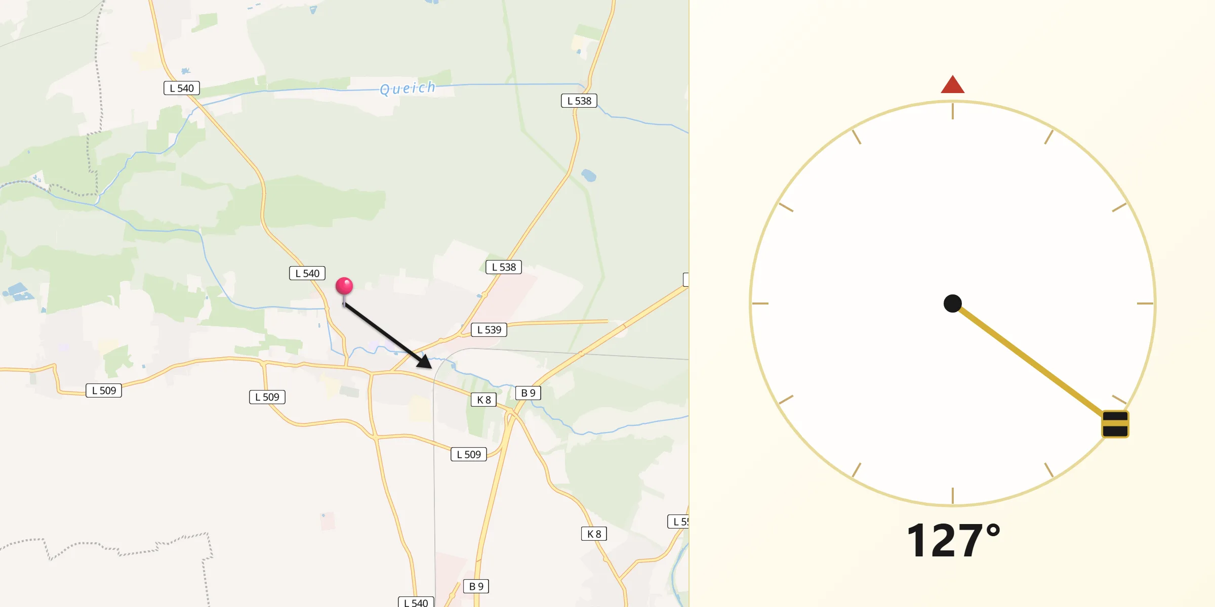 Qibla-Richtung von Bellheim