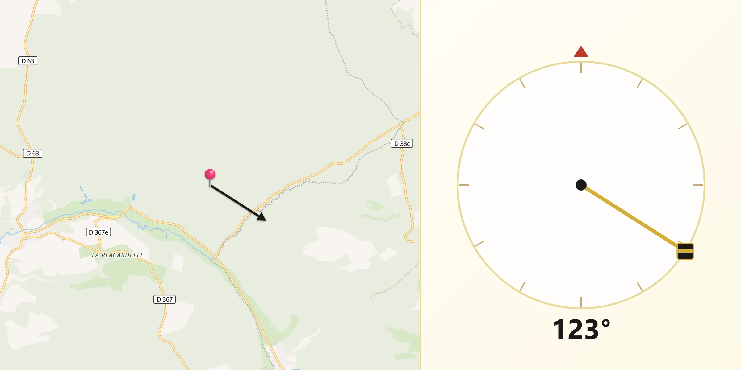 Direction vers la Qibla depuis Boureuilles