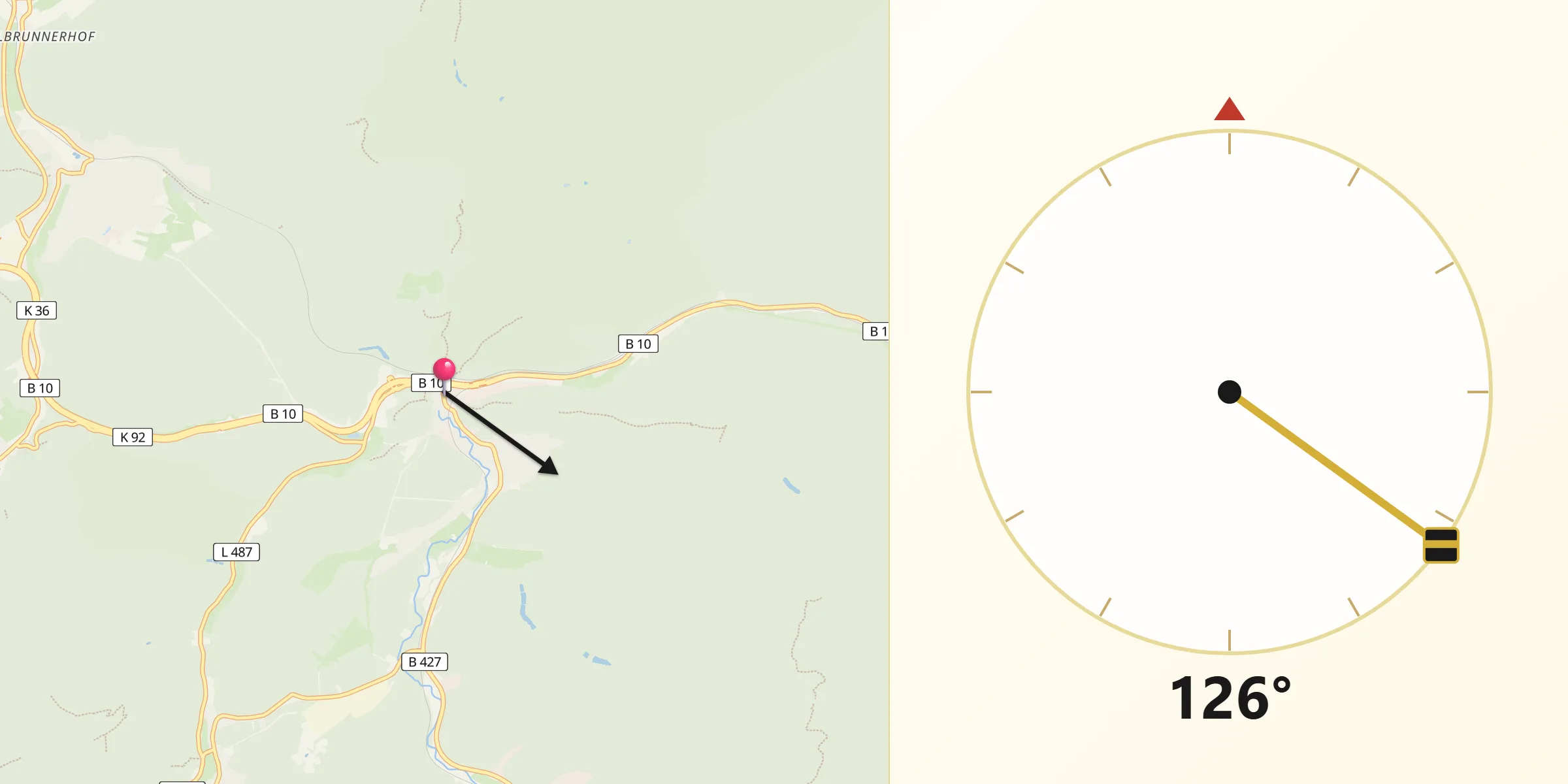 Qibla-Richtung von Hinterweidenthal