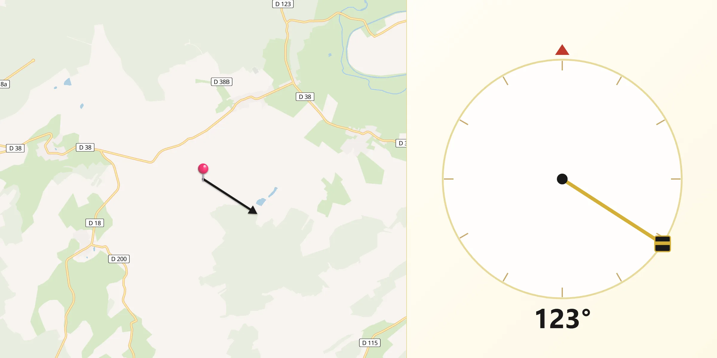 Direction vers la Qibla depuis Marre