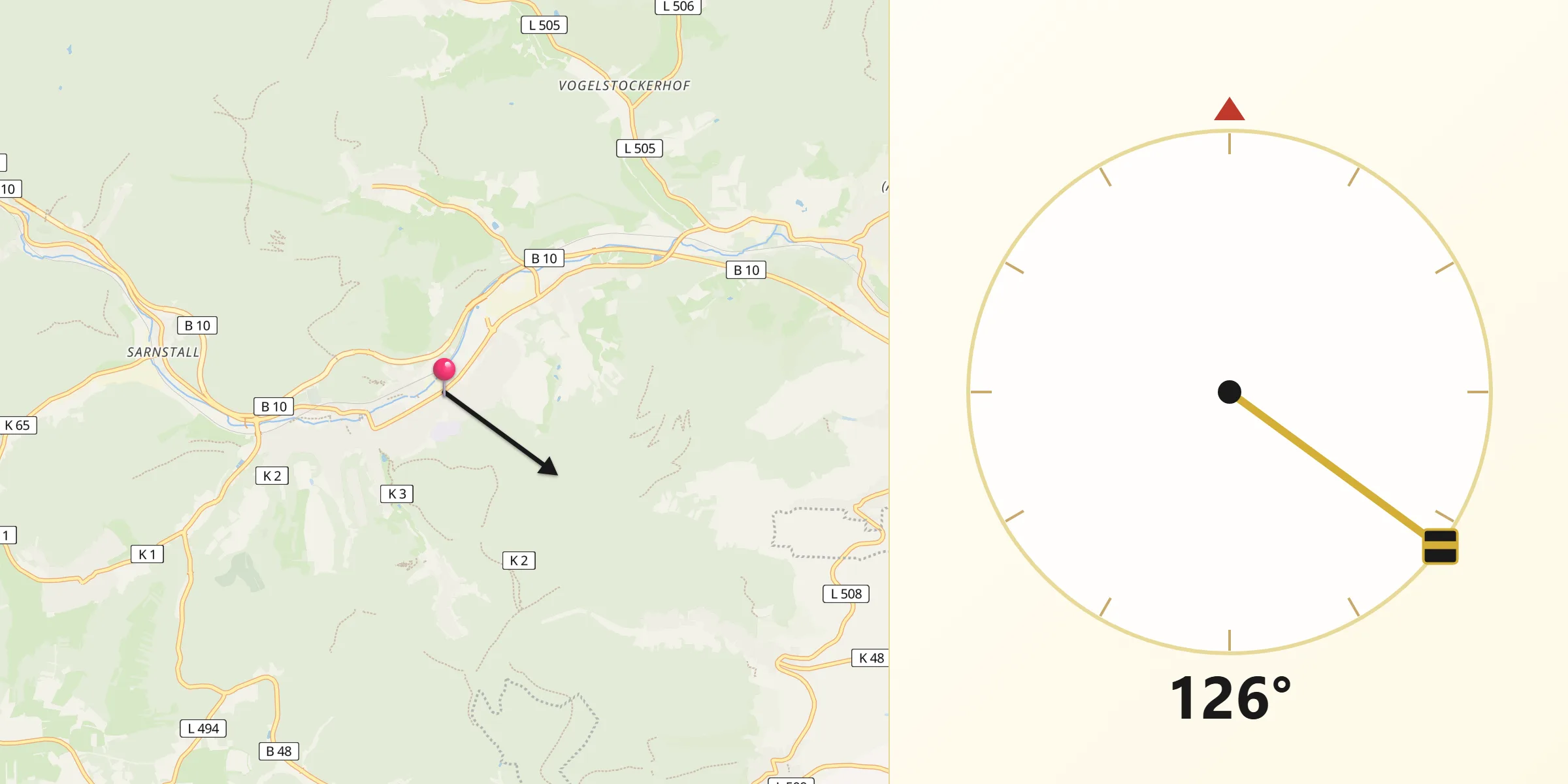Qibla-Richtung von Annweiler am Trifels