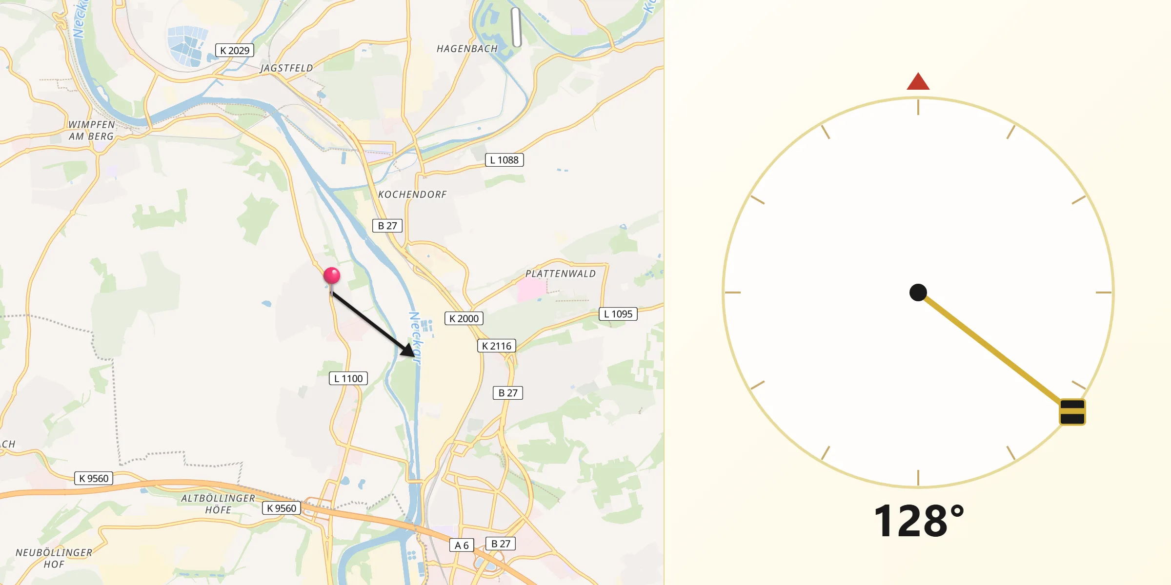 Qibla-Richtung von Untereisesheim