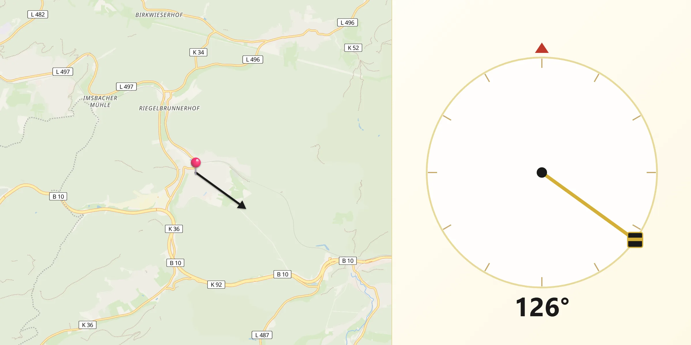 Qibla-Richtung von Münchweiler an der Rodalbe