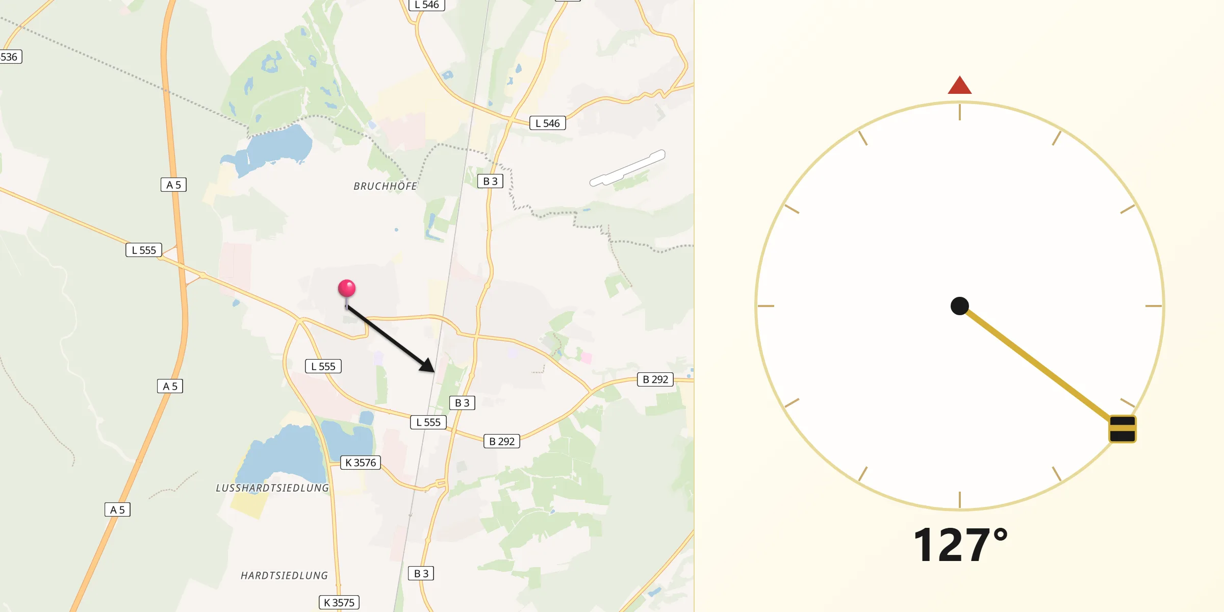 Qibla-Richtung von Kronau
