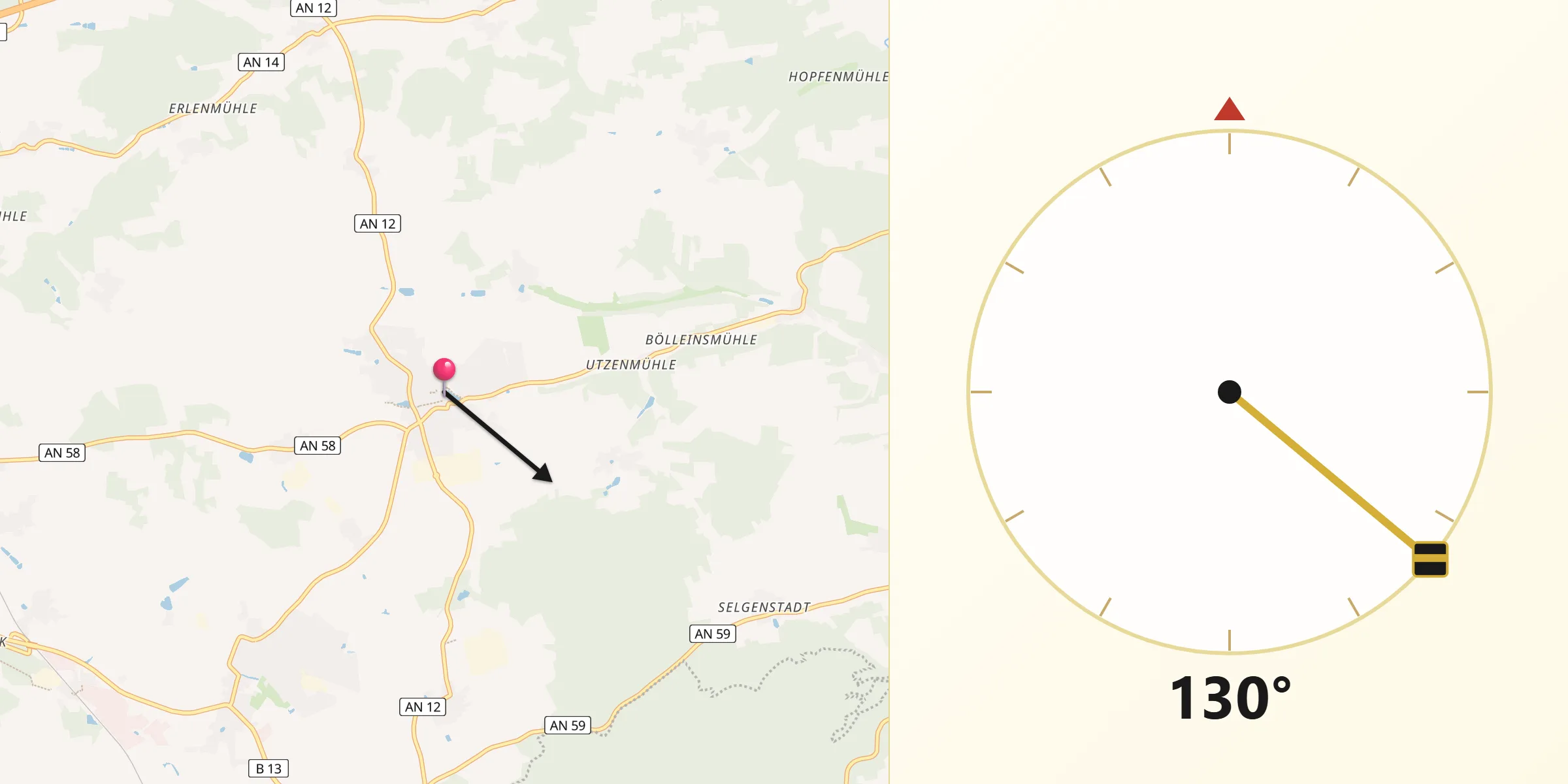 Qibla-Richtung von Wolframs-Eschenbach
