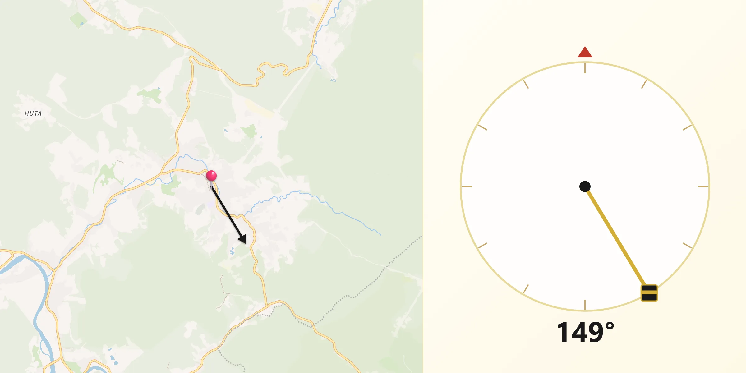 Направление Киблы из Skhidnytsya