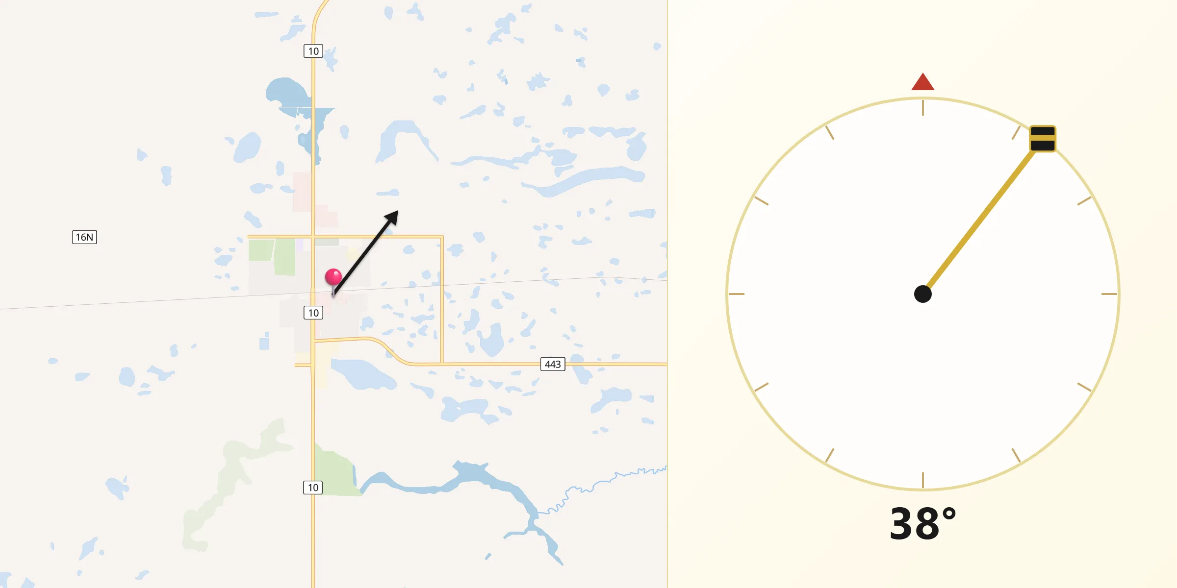 Qibla Direction from Boissevain
