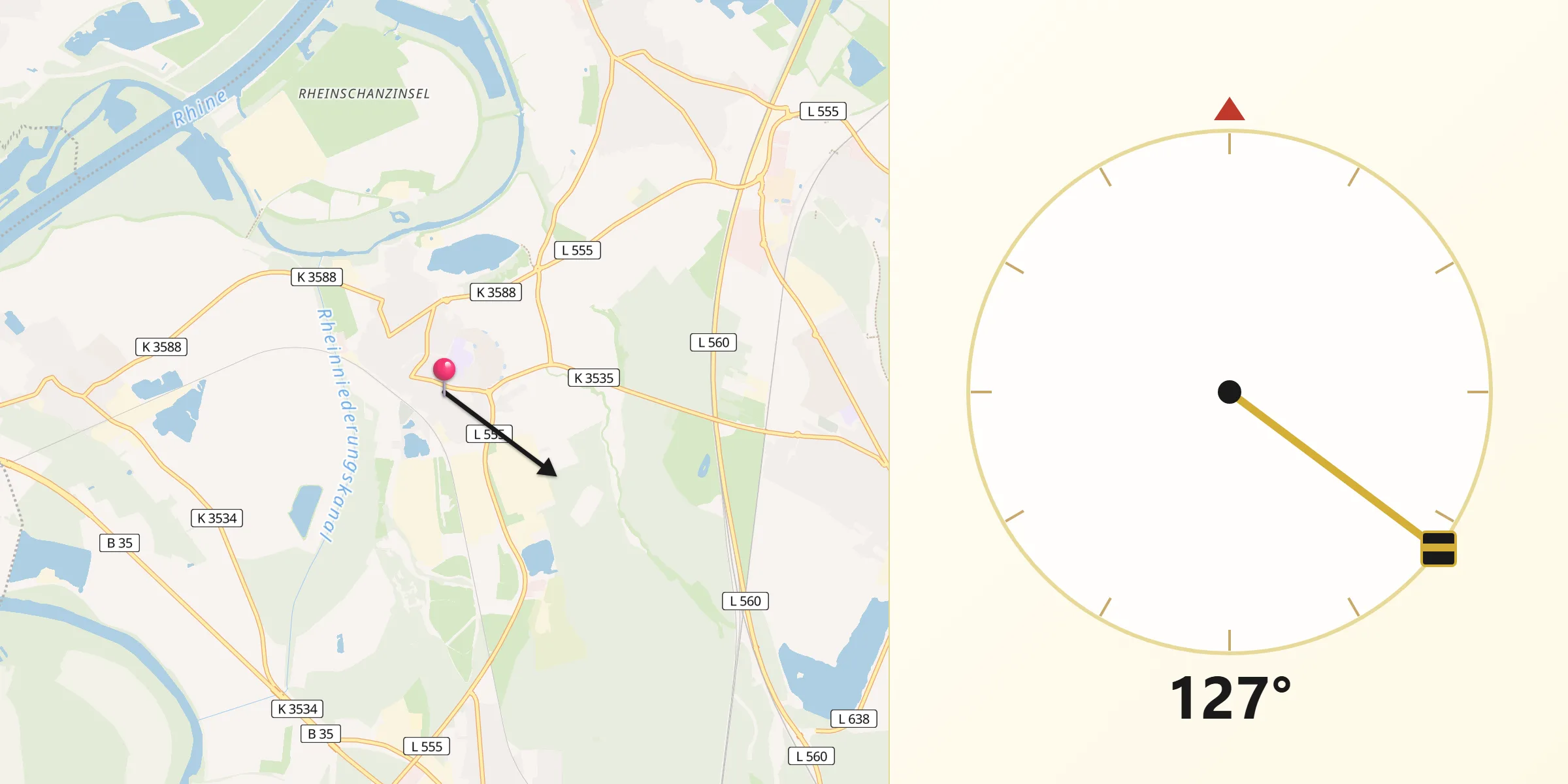 Qibla-Richtung von Philippsburg
