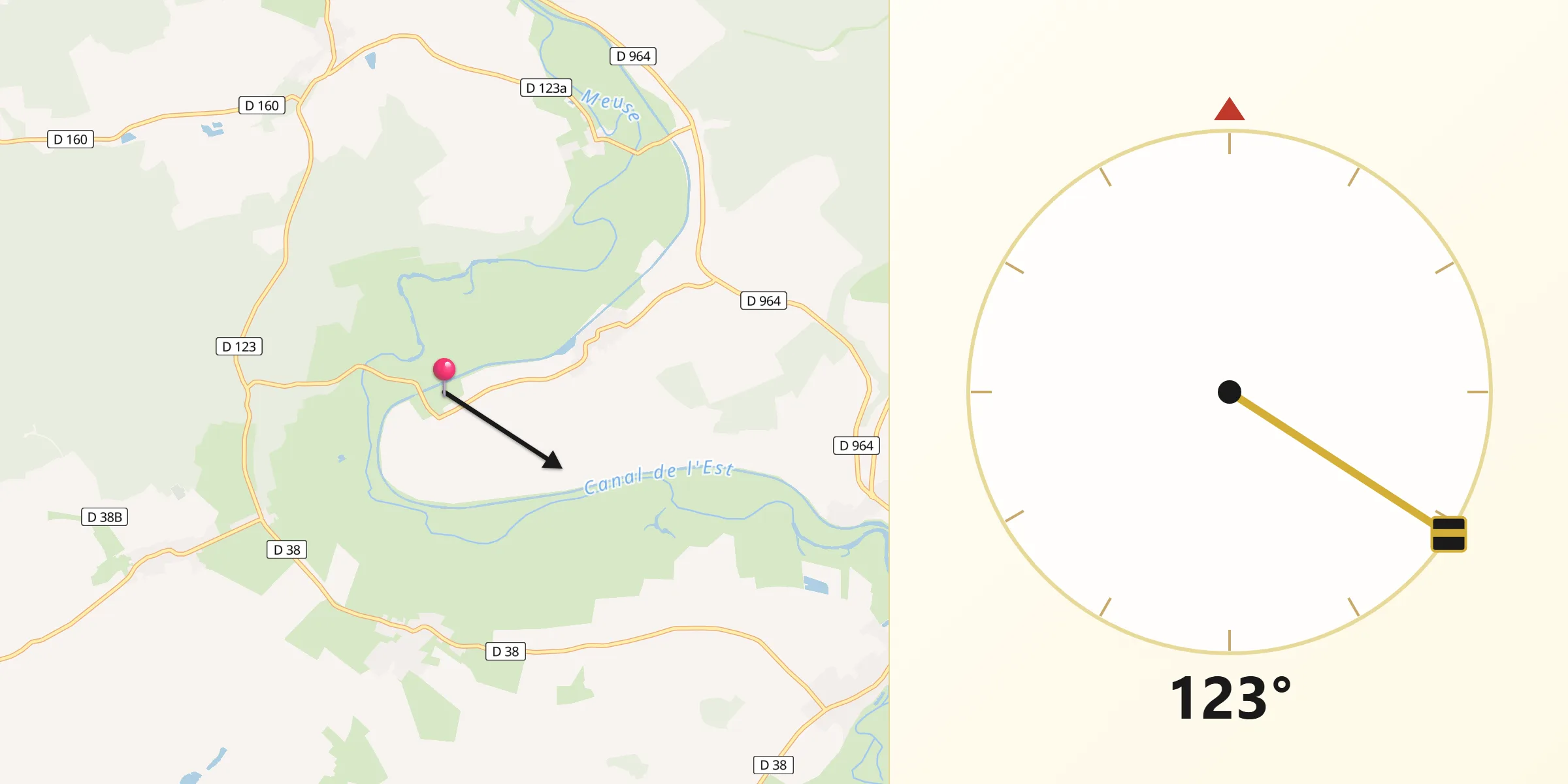 Direction vers la Qibla depuis Vacherauville