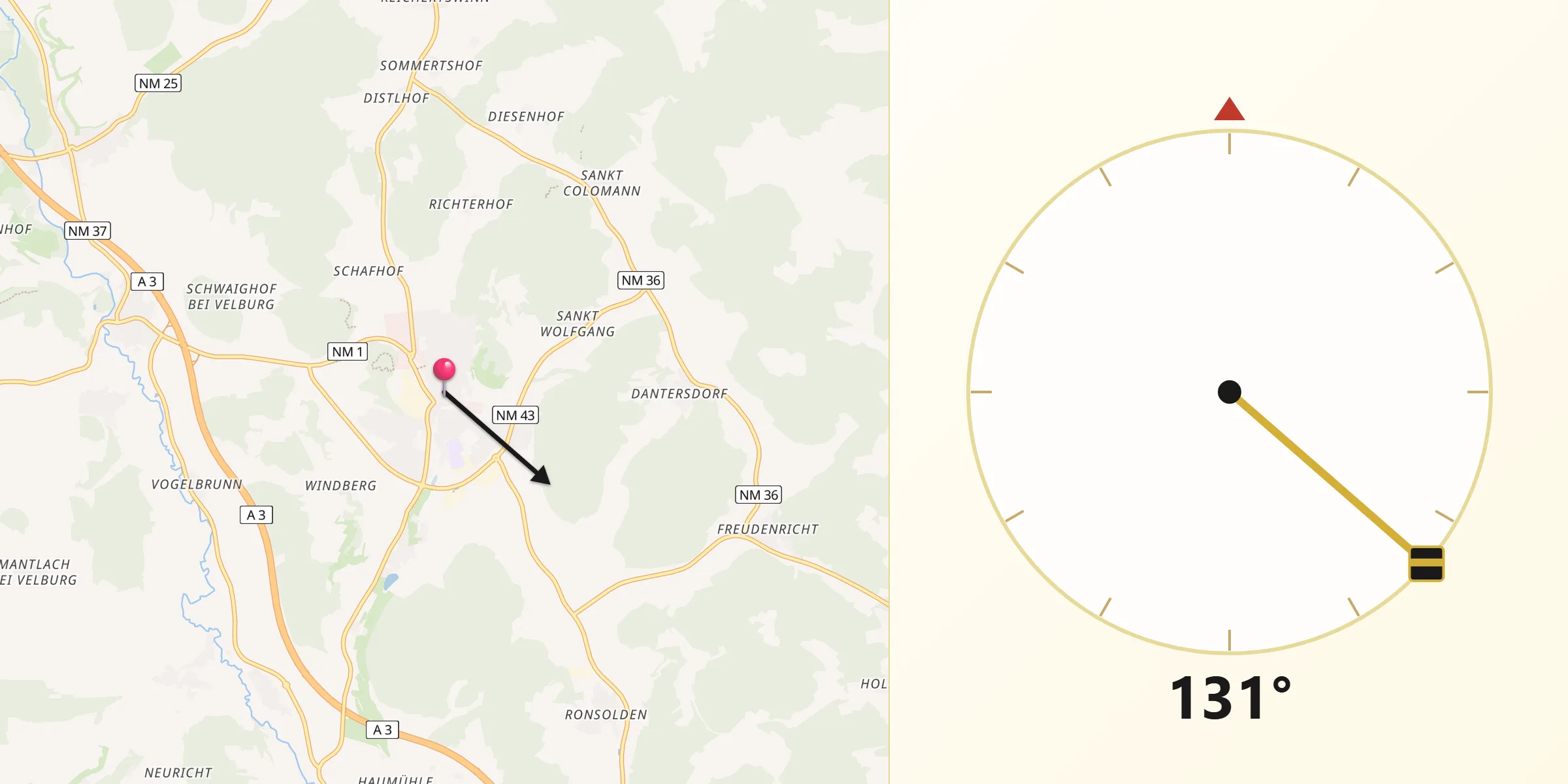 Qibla-Richtung von Velburg