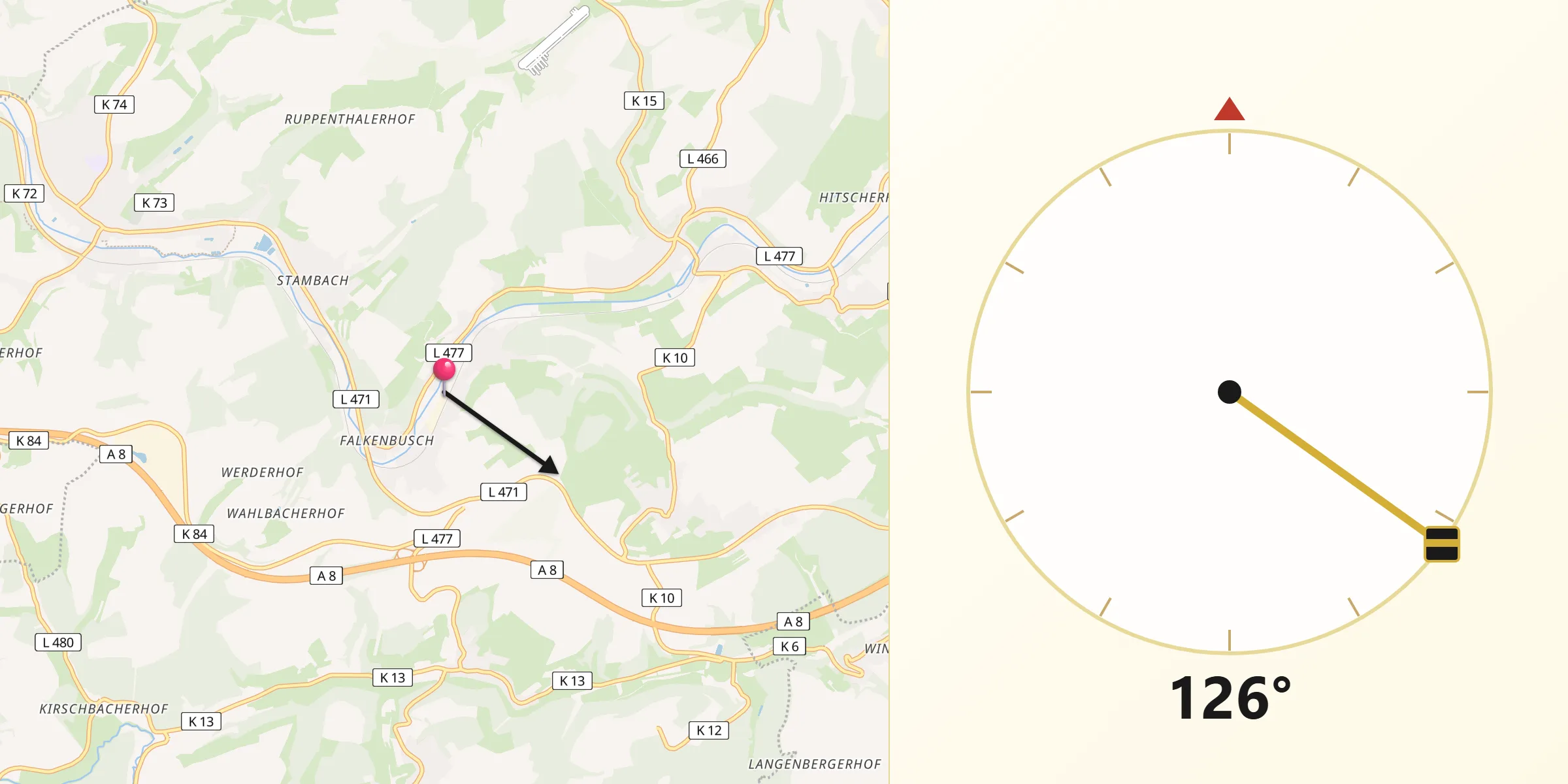 Qibla-Richtung von Dellfeld