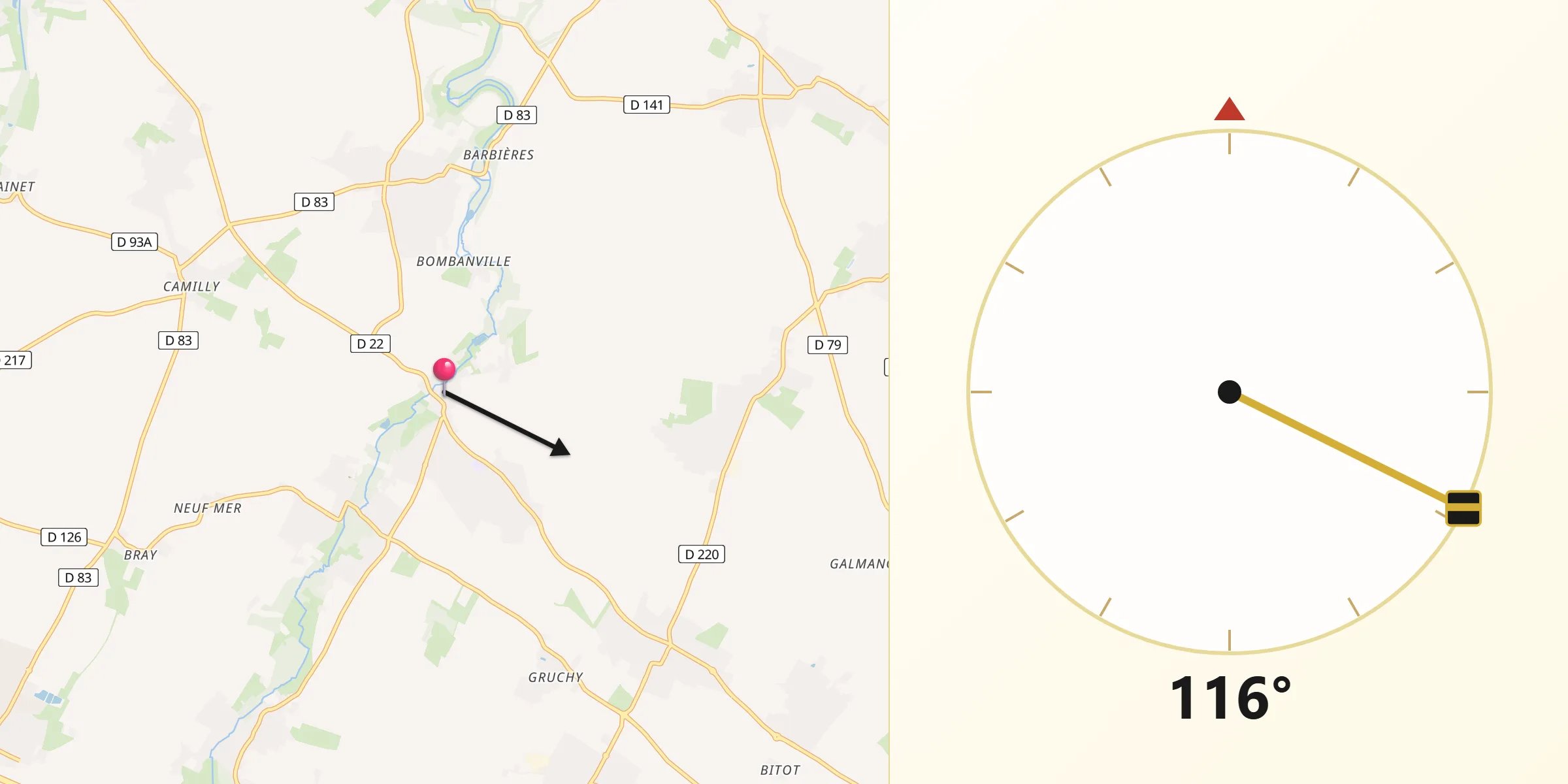 Direction vers la Qibla depuis Cairon